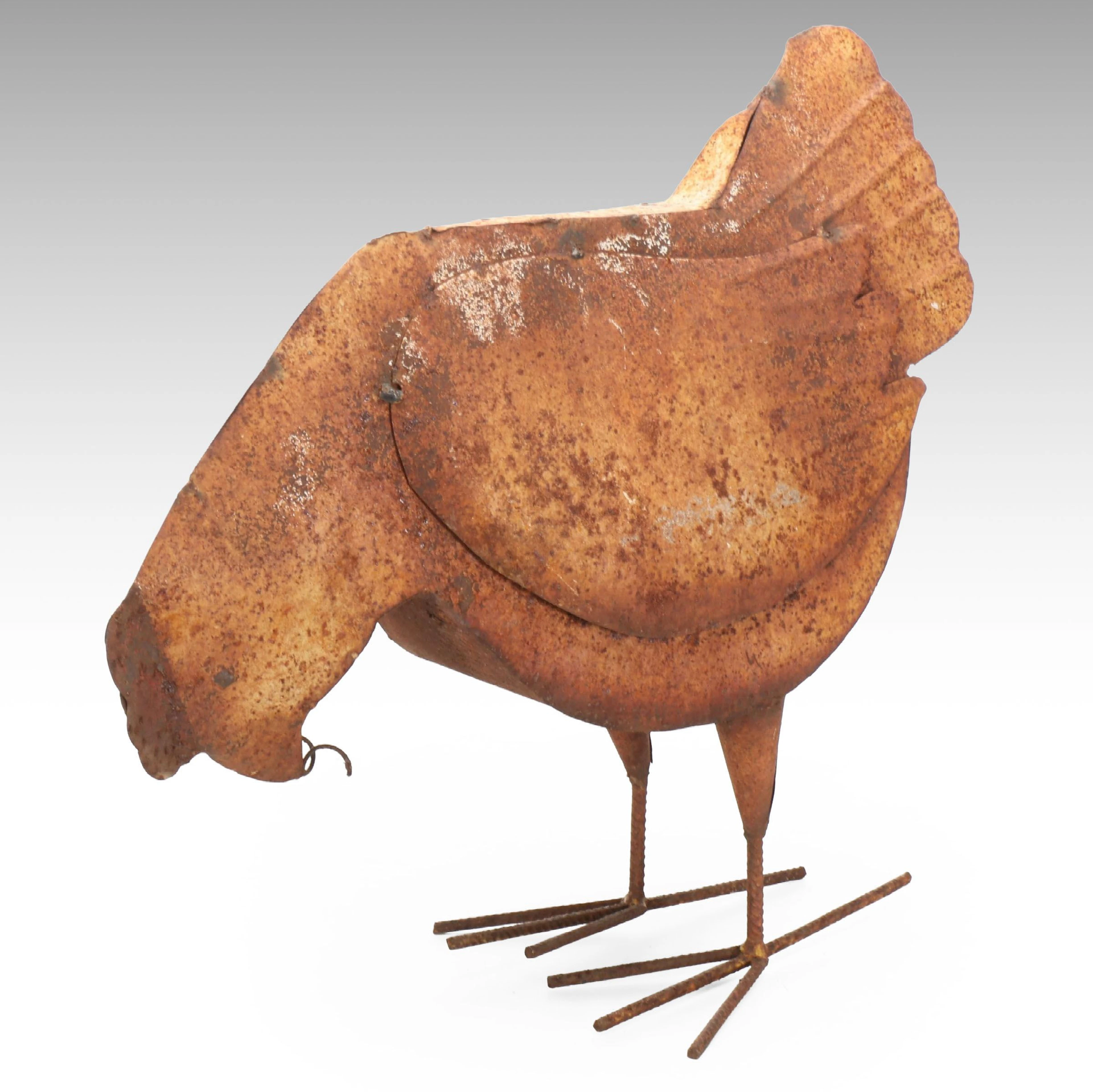Metal Chicken Garden Sculpture