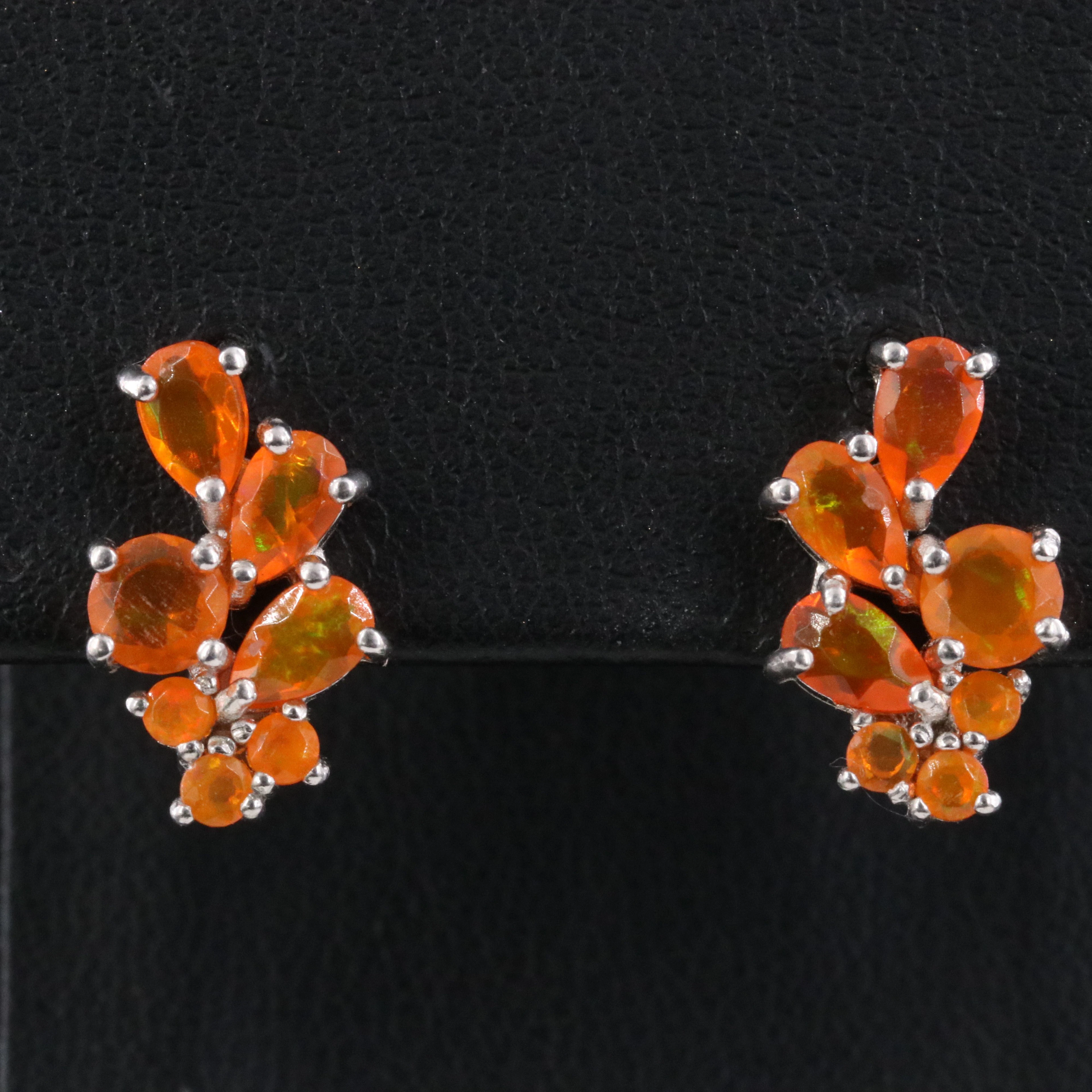 Sterling Fire Opal Earrings