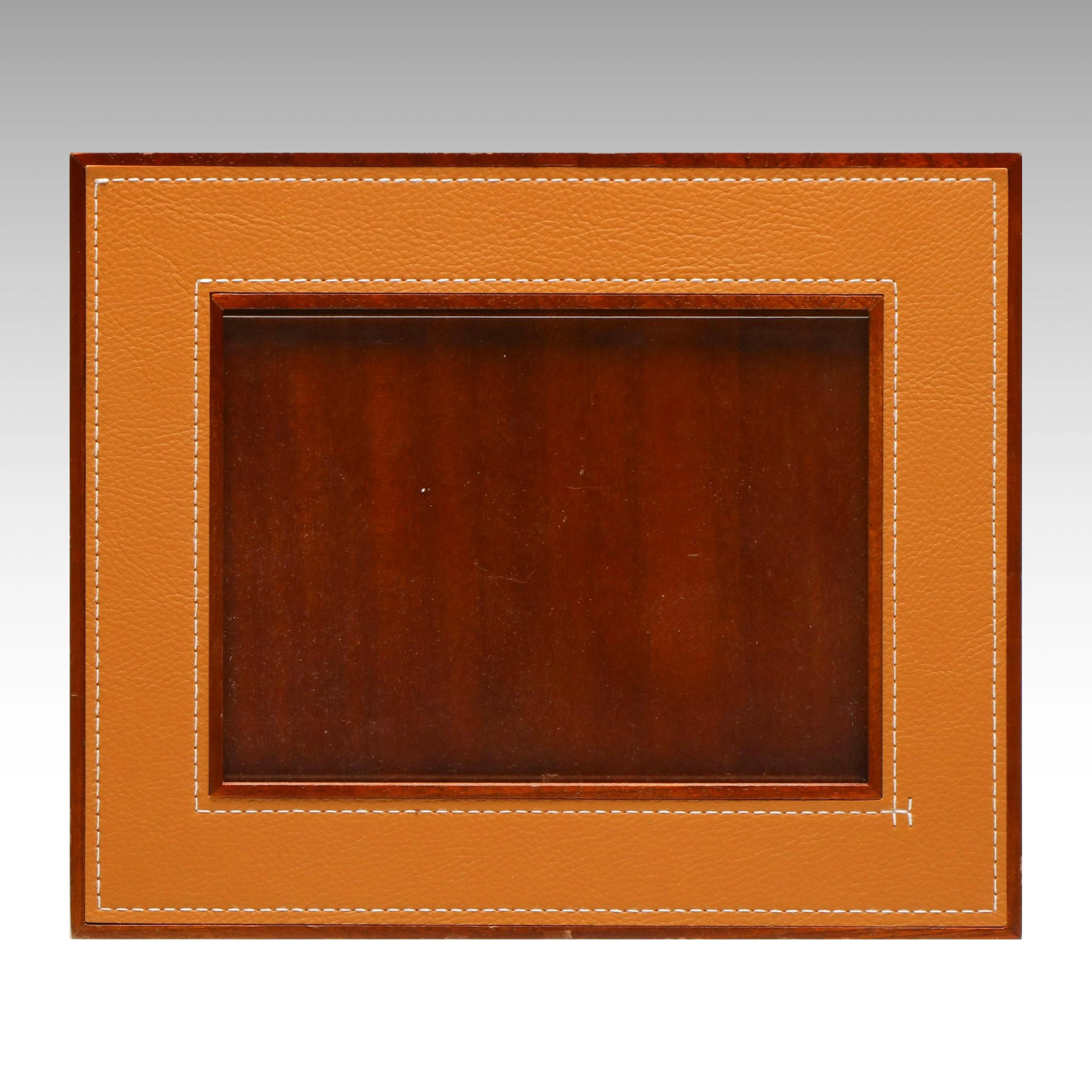 Hermès "Pléiade" Taurillon Leather and Mahogany Picture Frame