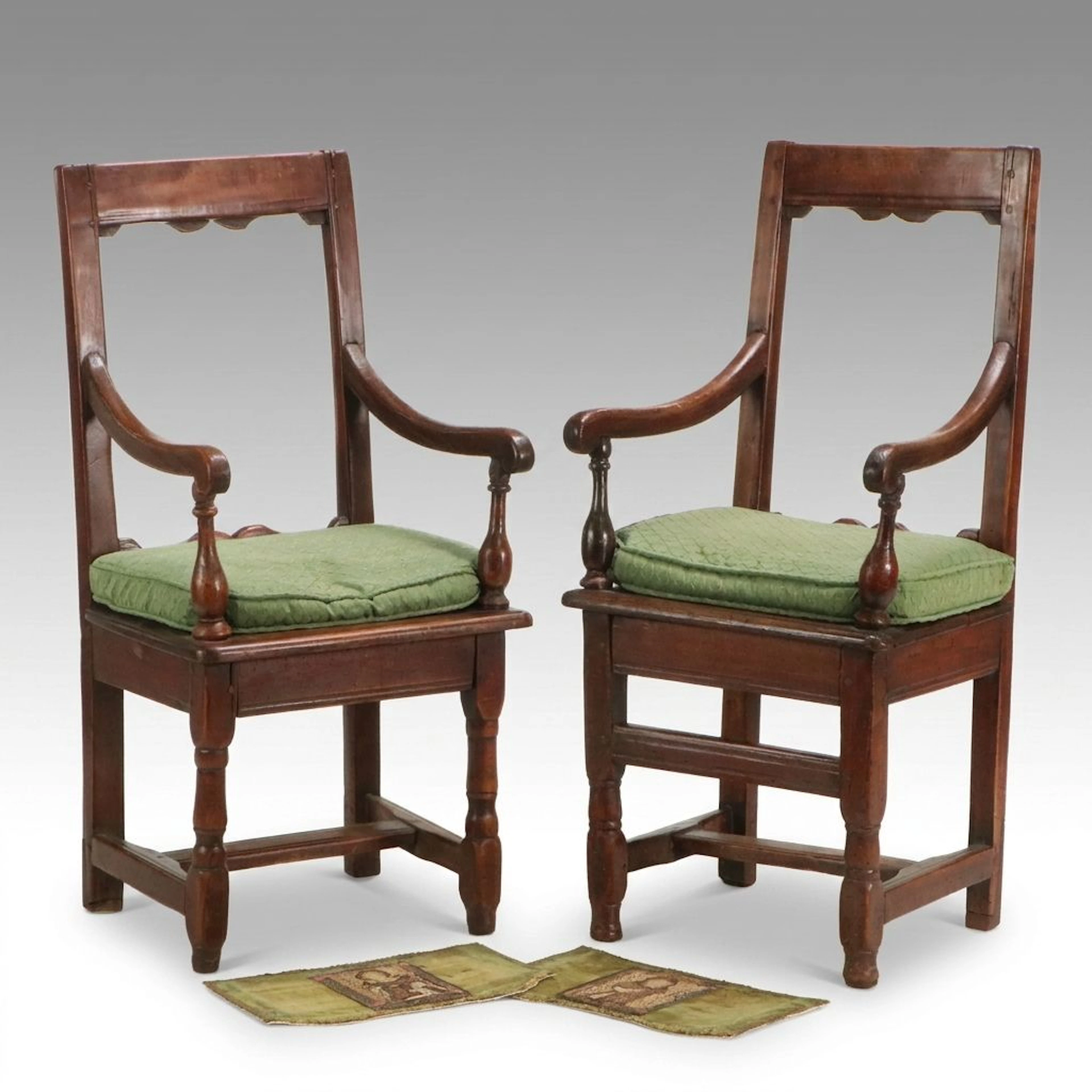 Pair of Antique Louis XVI Walnut Children's Chairs, Early to Mid-18th C.