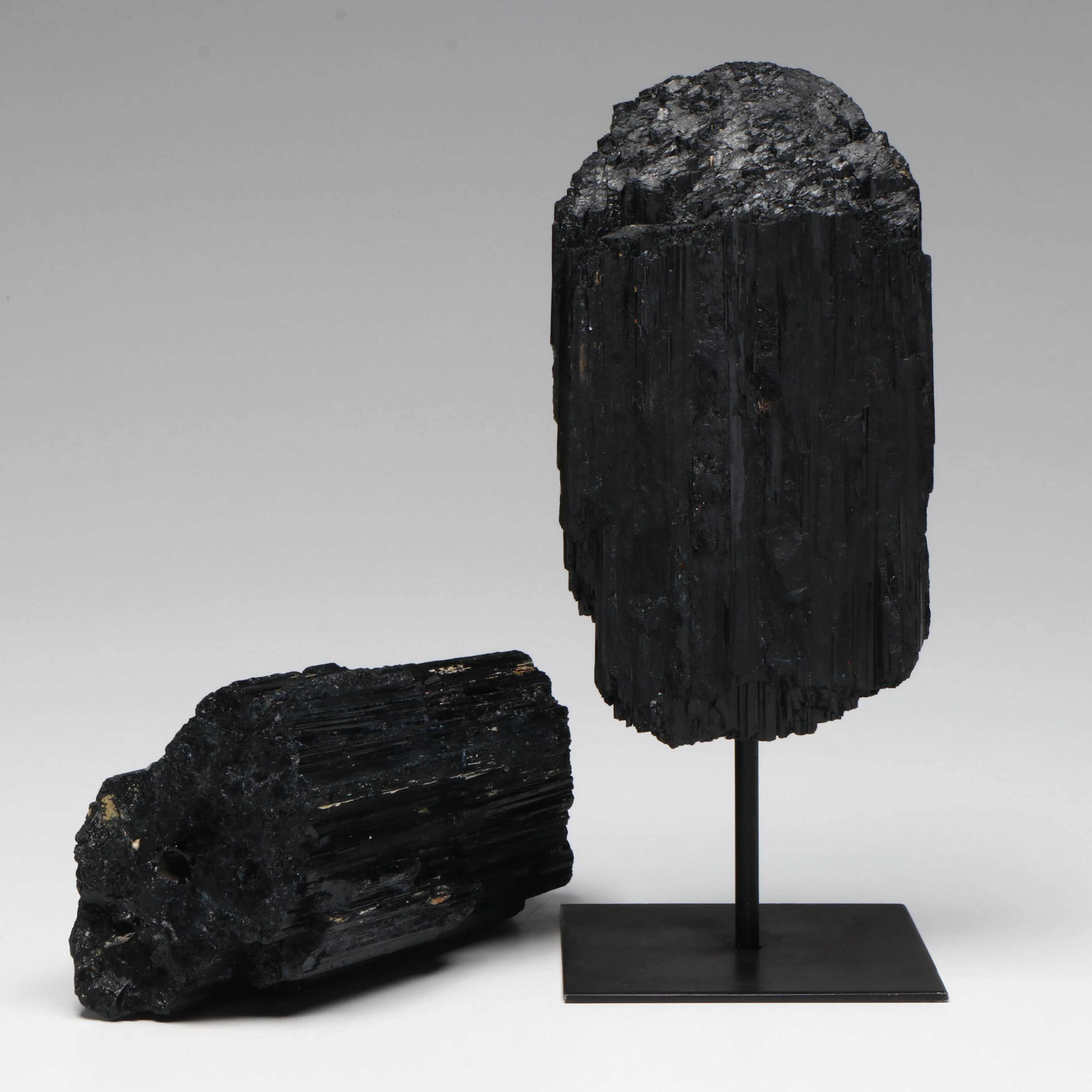 Natural Black Tourmaline Specimens with Stand