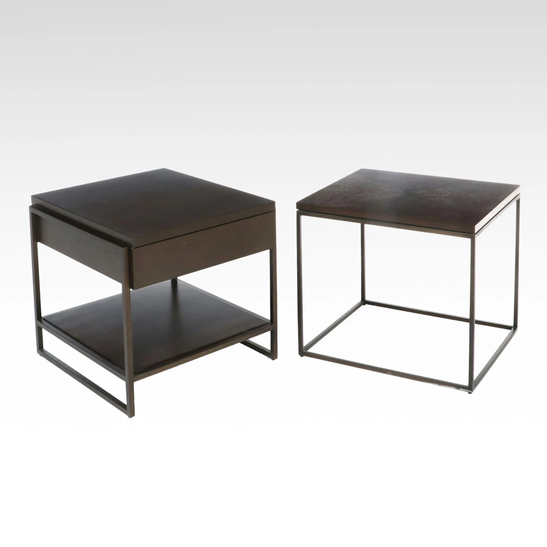 Two Mitchell Gold + Bob Williams Modernist Style End Tables
