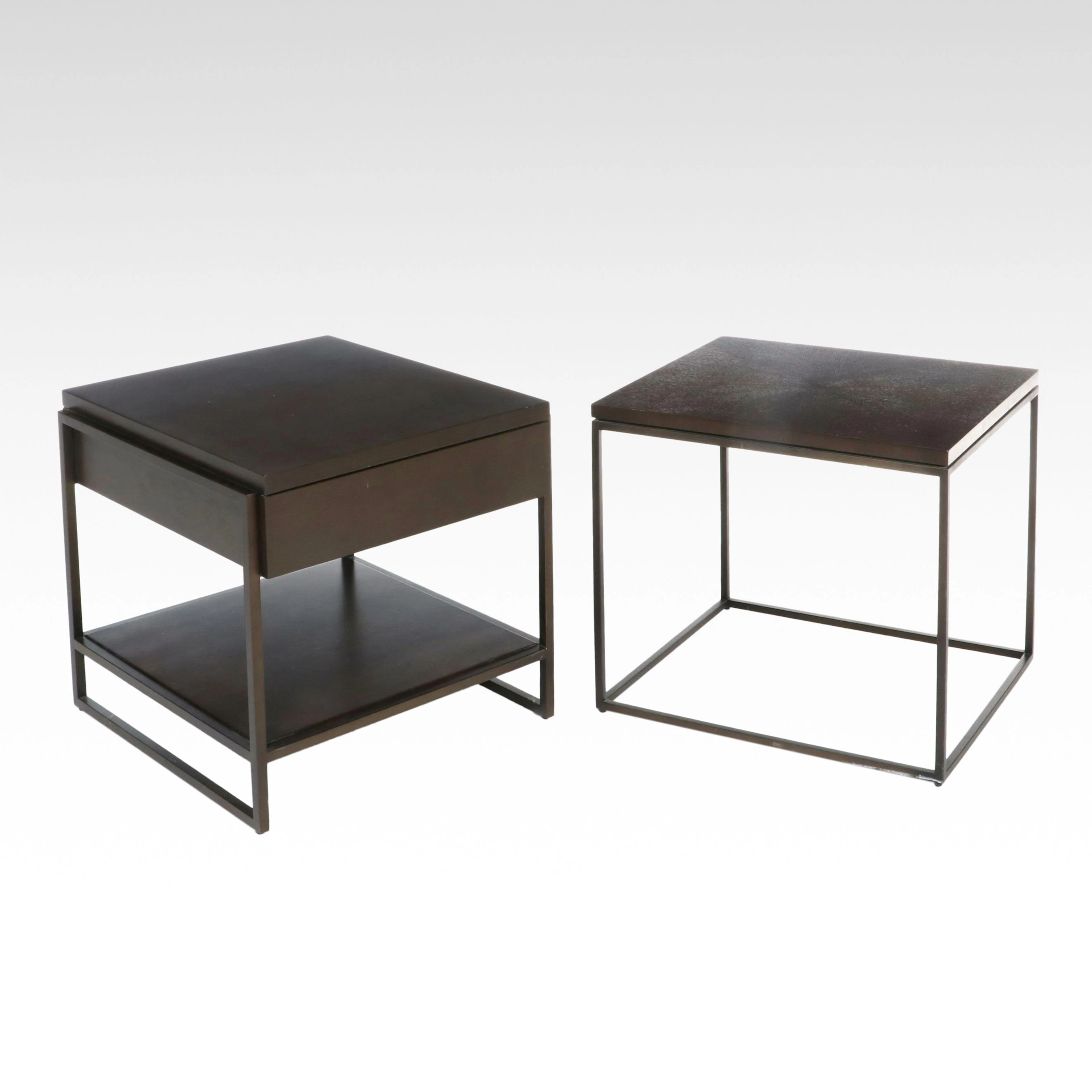 Two Mitchell Gold + Bob Williams Modernist Style End Tables