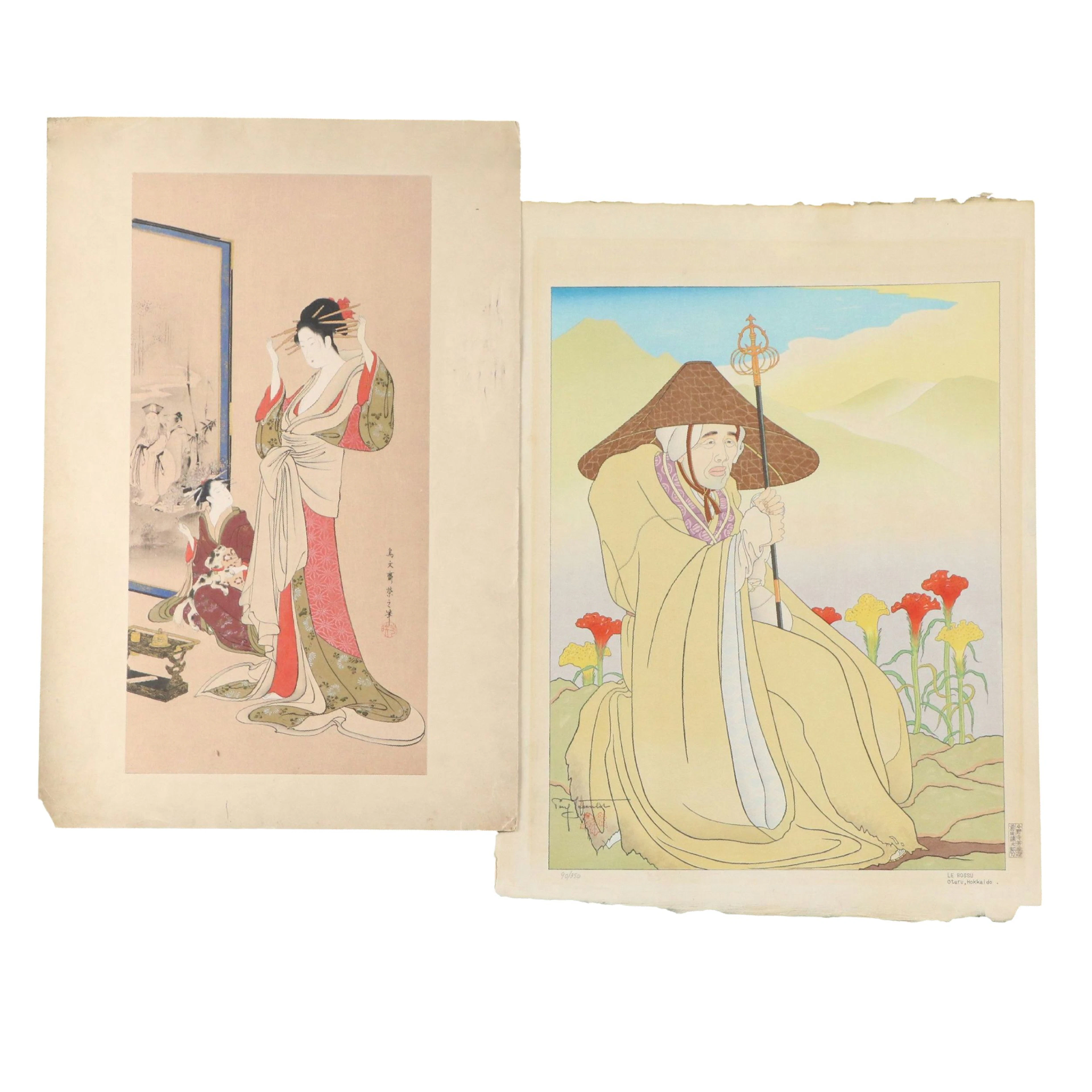 Paul Jacoulet and Hosoda Eishi Woodblocks, Mid-20th C. and Early 19th C.
