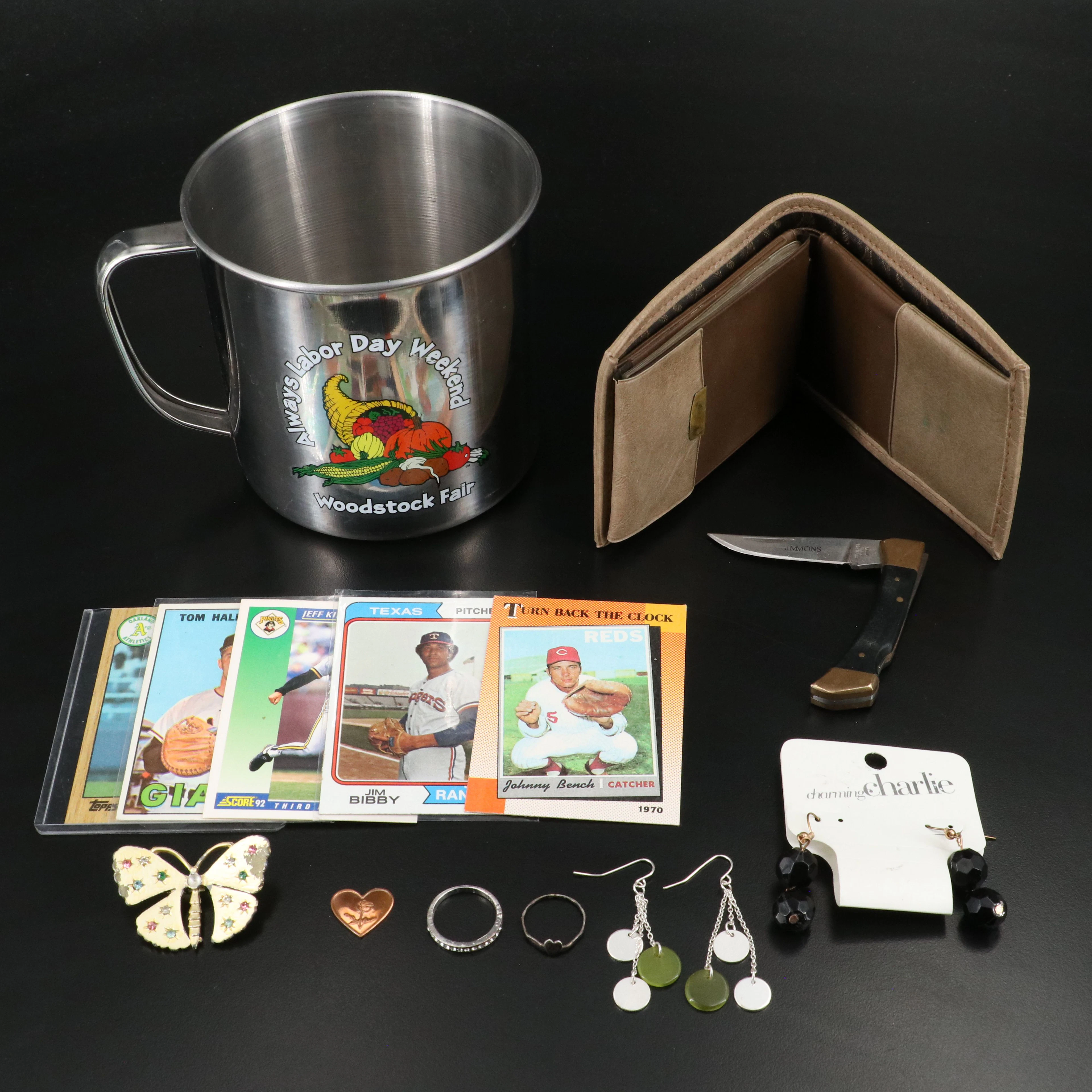 Group of Baseball Cards, With Wallet, and Other Items