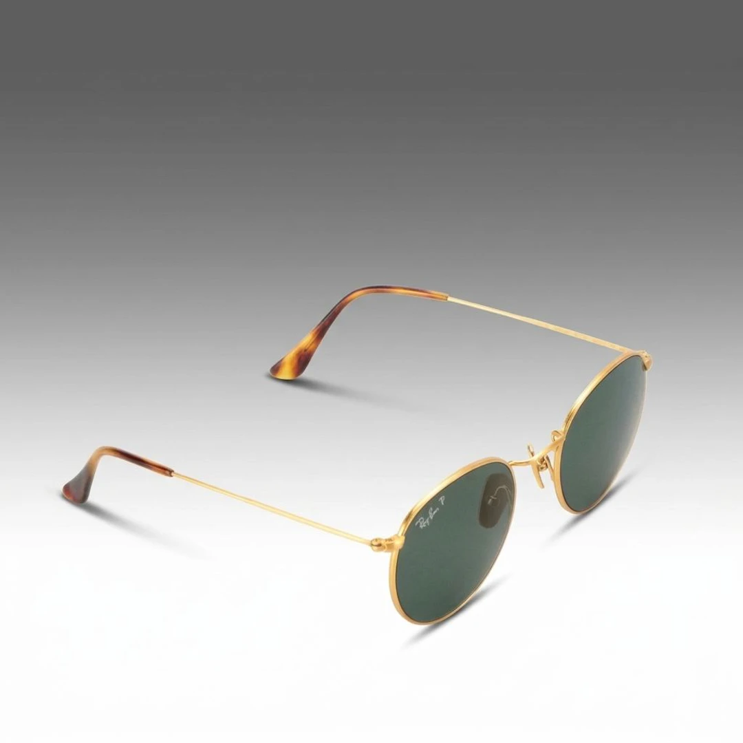 Ray-Ban RB6247 Round Titanium Framed Polarized Sunglasses with Case and Box