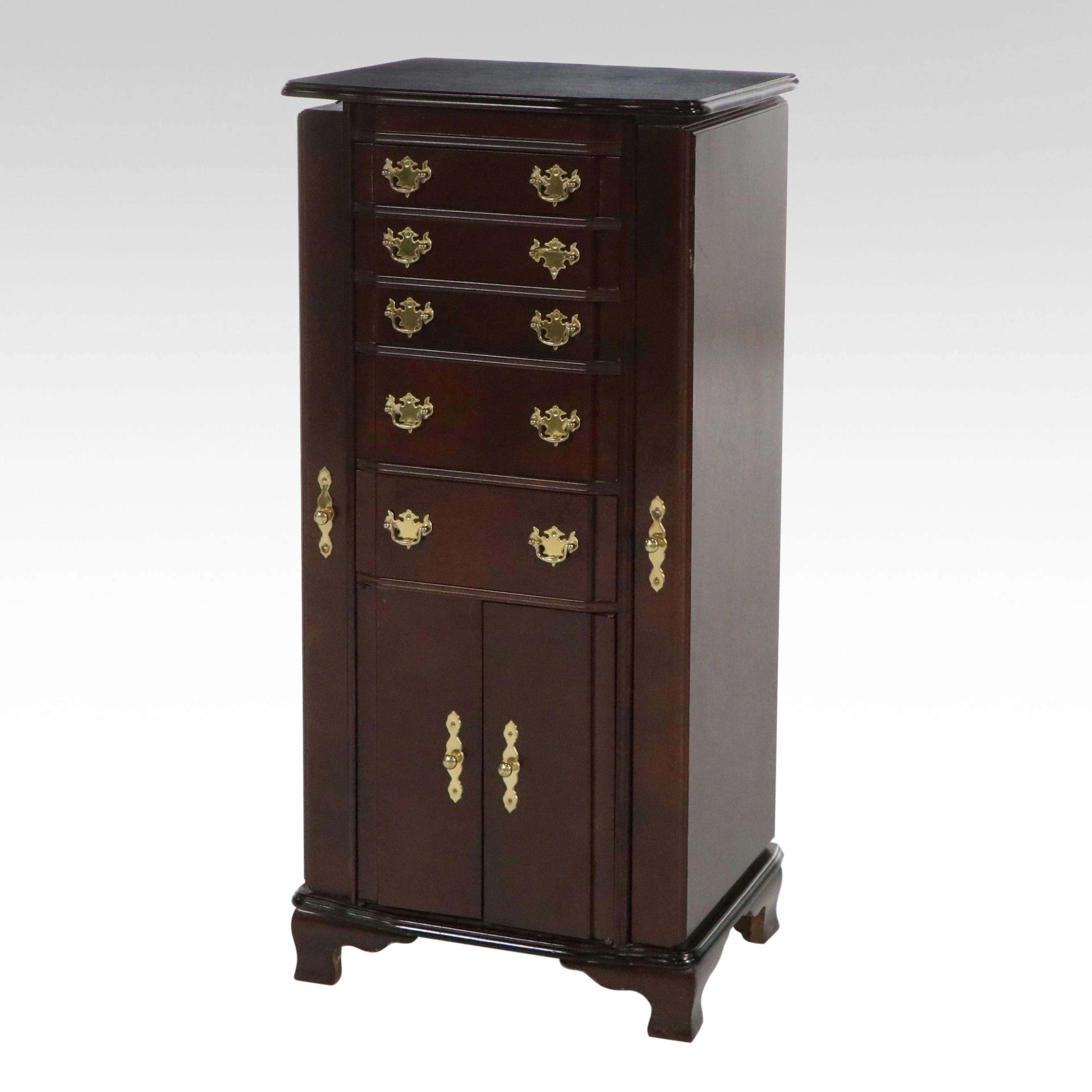 Chippendale Style Wood Jewelry Armoire