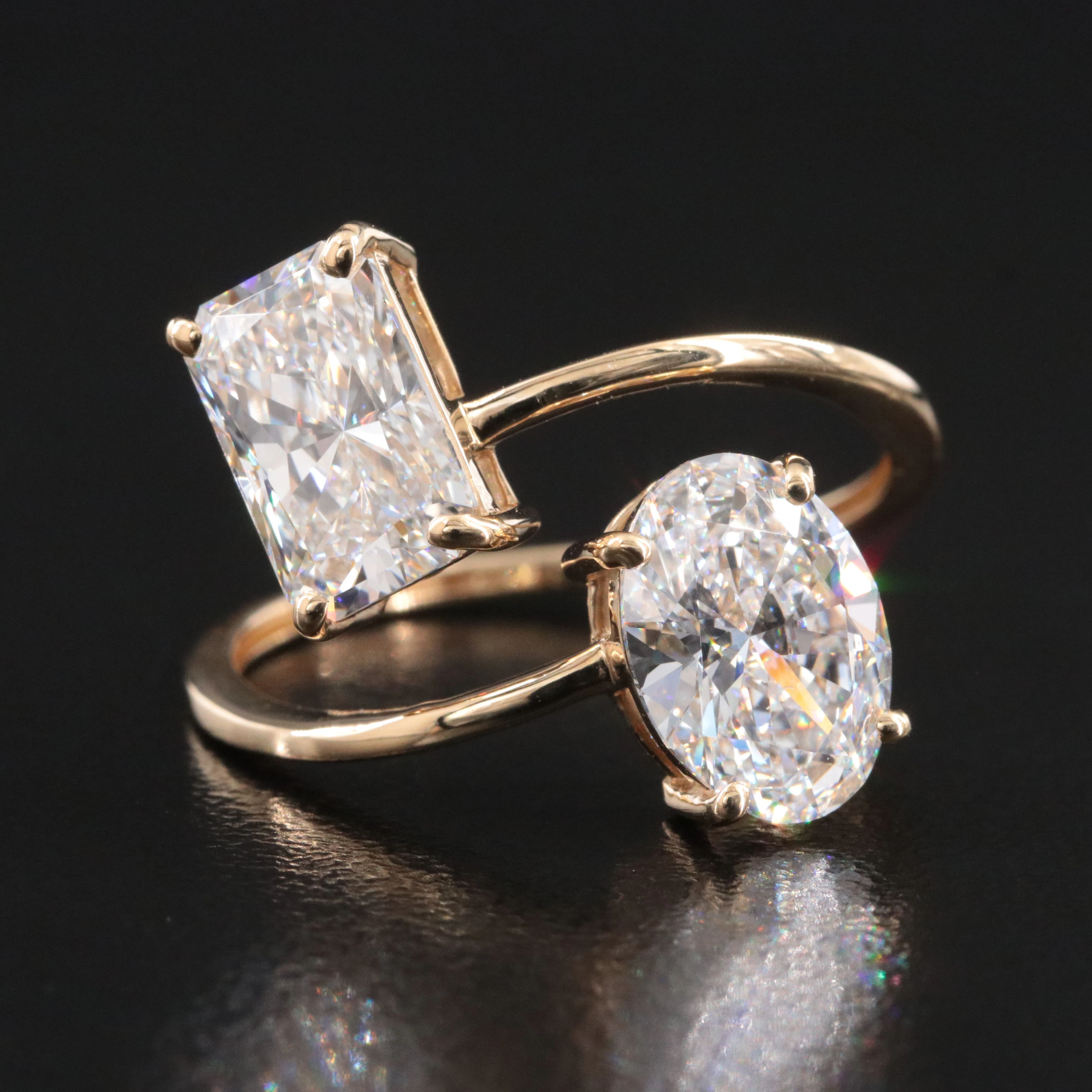 14K 3.23 CTW Lab Grown Diamond Bypass Ring with IGI Reports