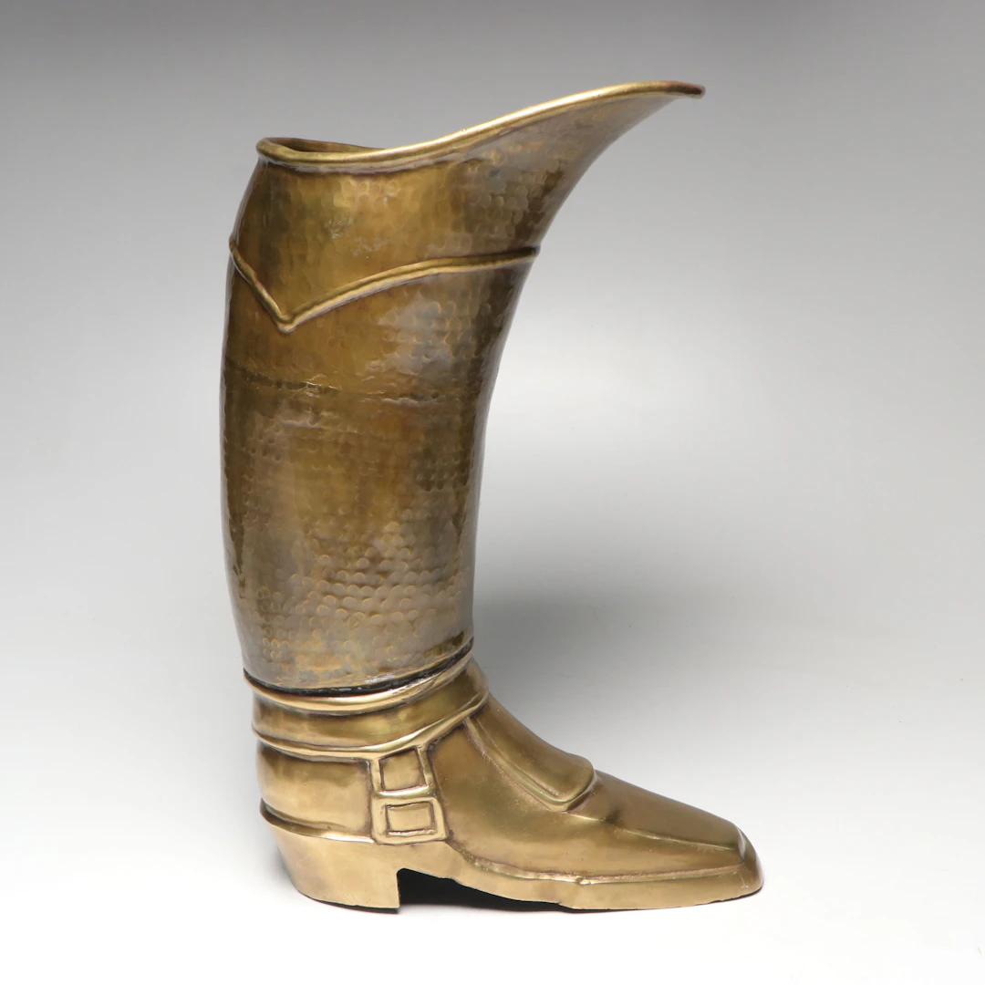 Hammered Brass Boot Umbrella Stand
