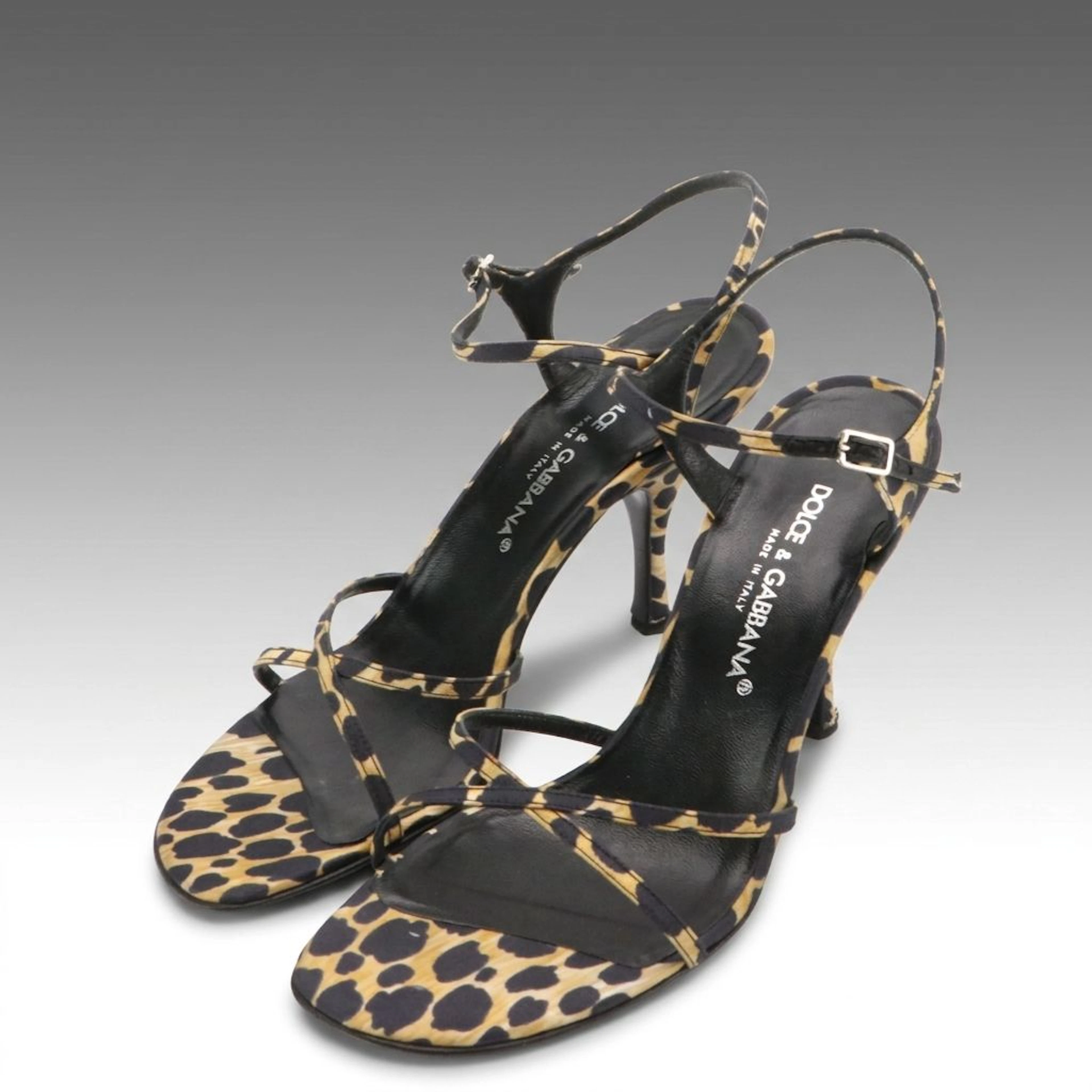 Dolce & Gabbana Animal Printed Ankle Strap Heels with Box