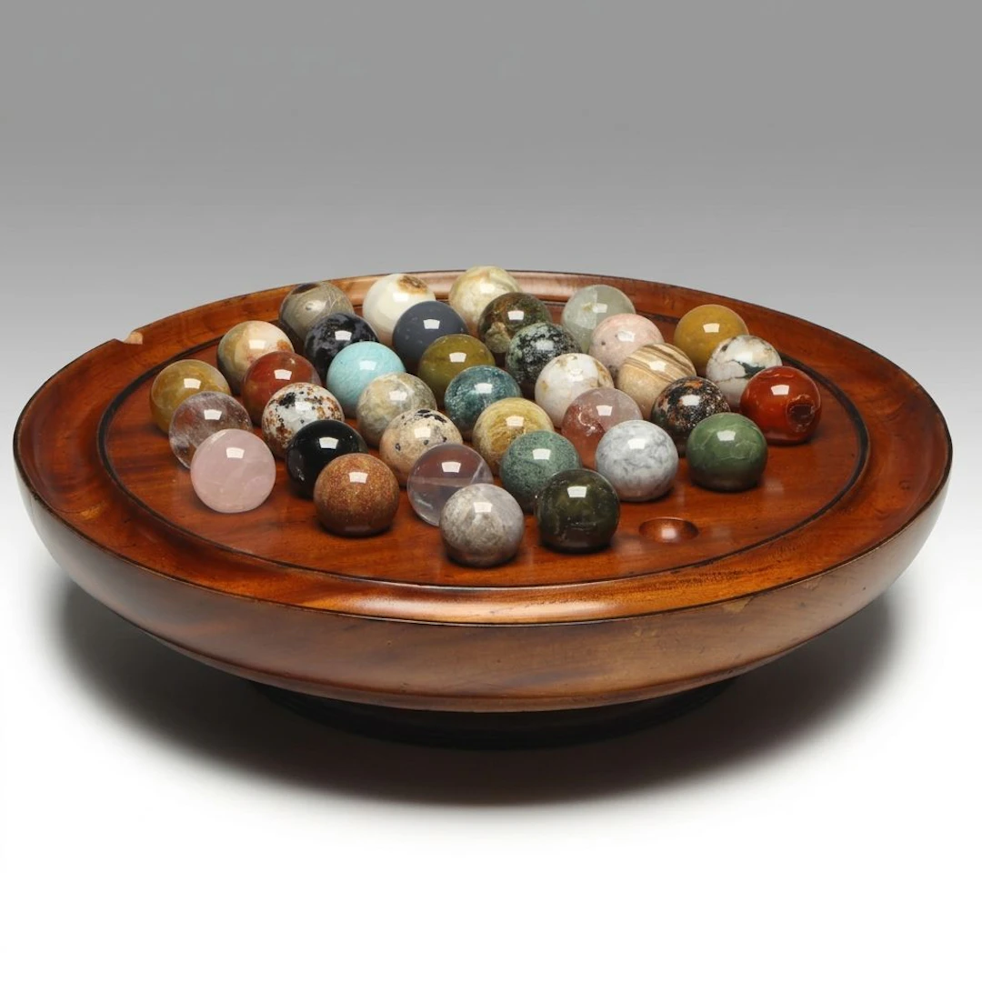 Authentic Models Solitaire Game with Gemstone Marbles