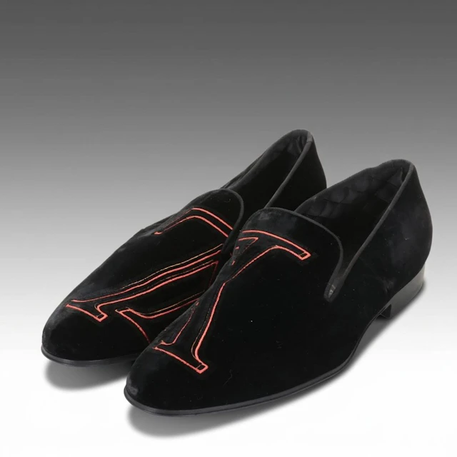 Men's Louis Vuitton Auteuil Embroidered Velvet Moccasin Loafers