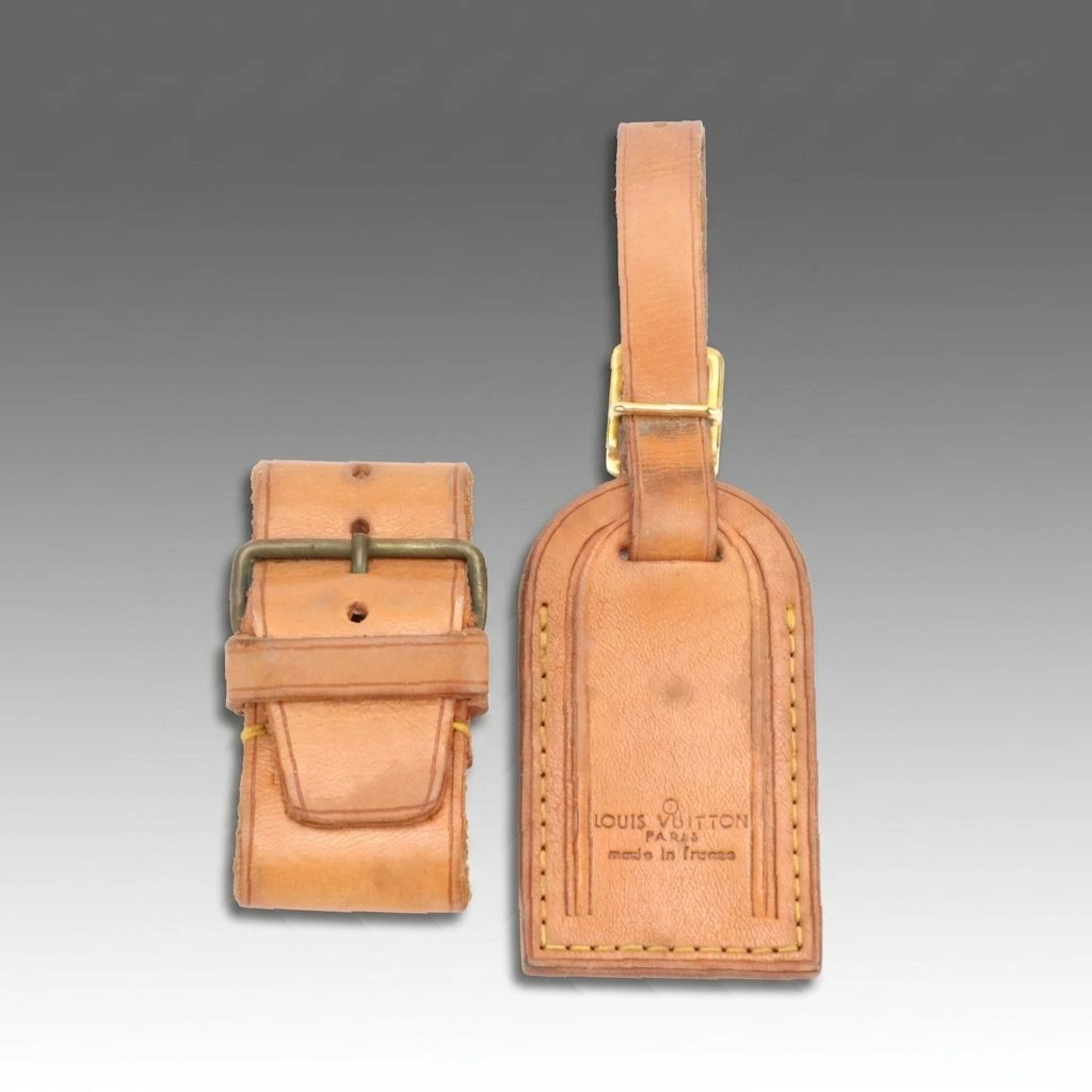Louis Vuitton Small Luggage Tag and Poignet Set in Vachetta Leather