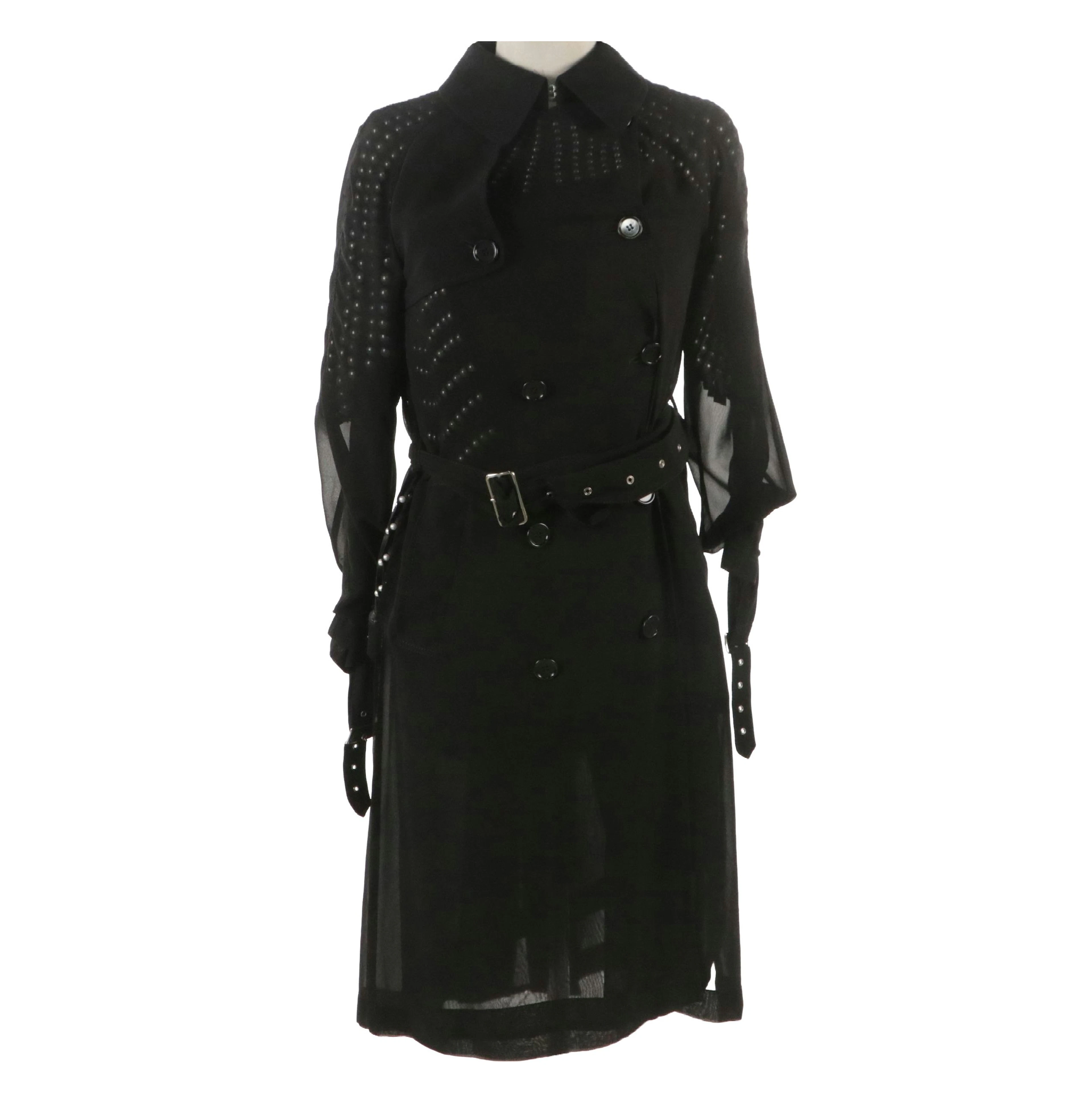 Kei Ninomiya Comme des Garçons Avante-Garde Pearlized Bead & Sheer Trench Dress