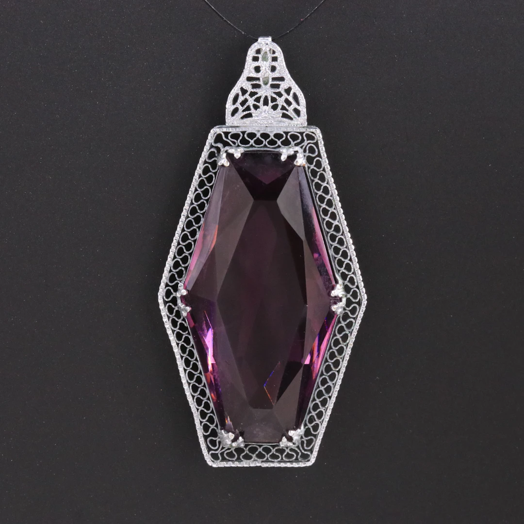 Vintage Glass Filigree Frame Pendant