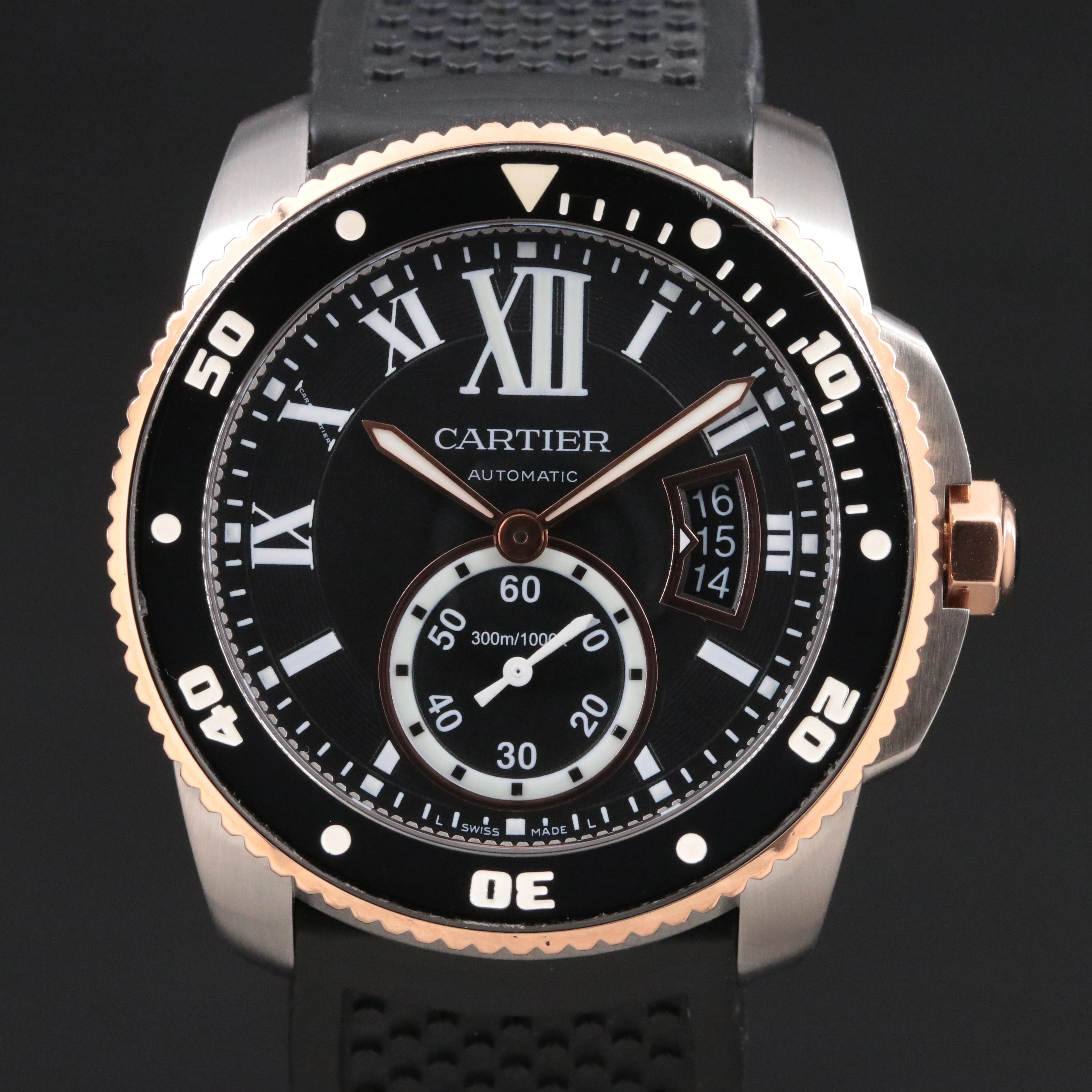 Cartier Calibre Diver 18K Rose Gold Steel Ceramic Automatic Watch