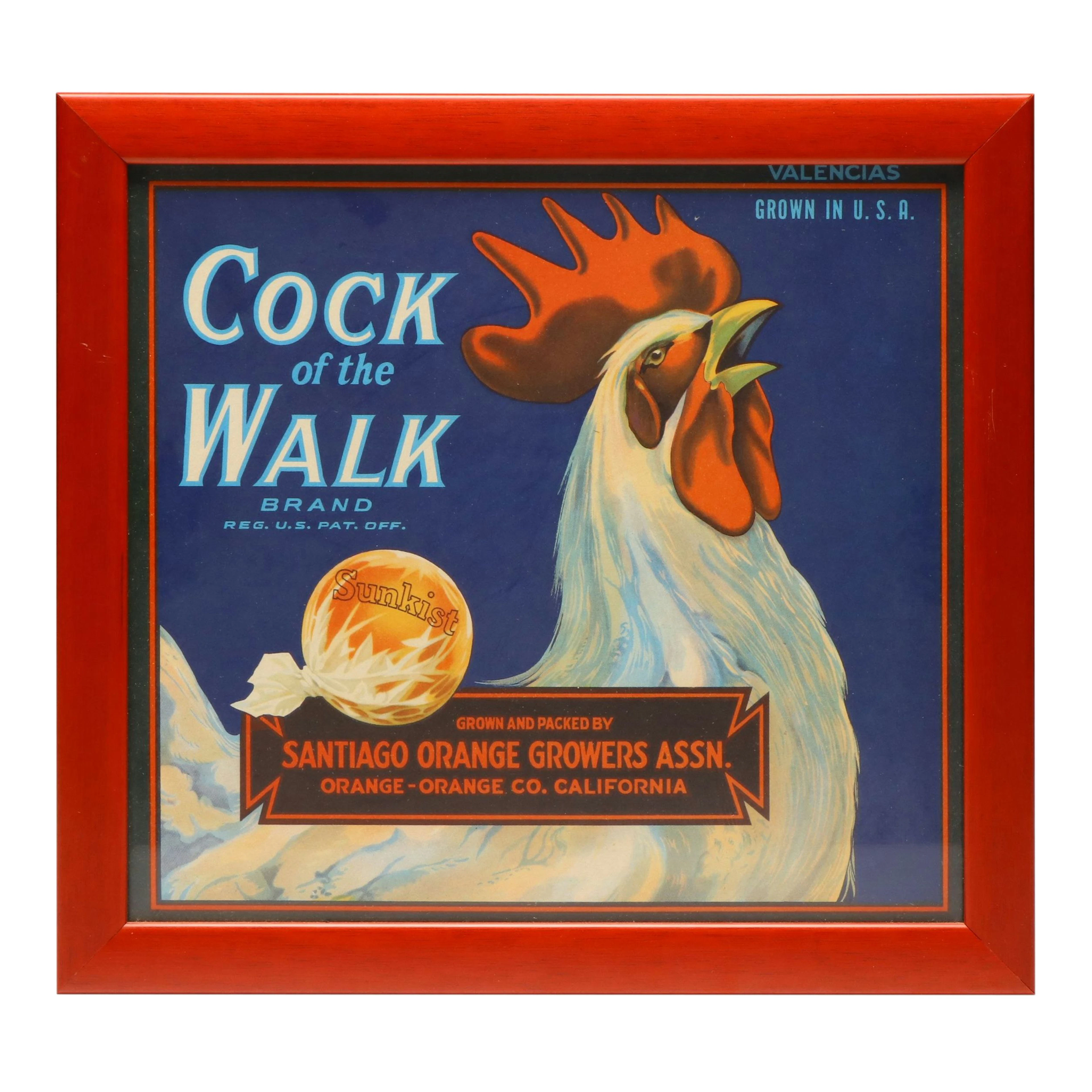 Cock of the Walk Valencia Orange Advertising Poster, Early to Mid-20th C.