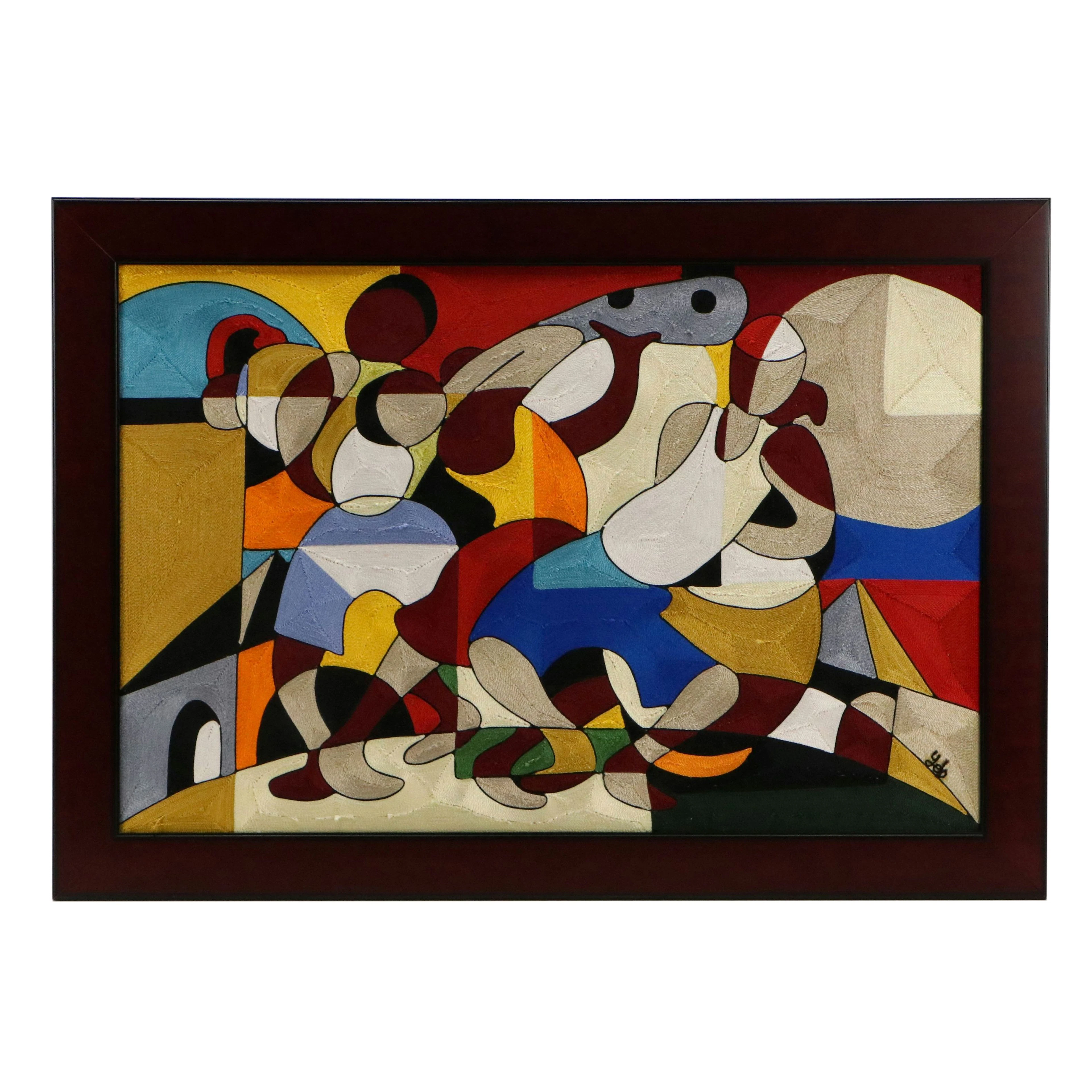 Emmanuel Kwabena Yeboah Cubist-Inspired Silk Thread Art