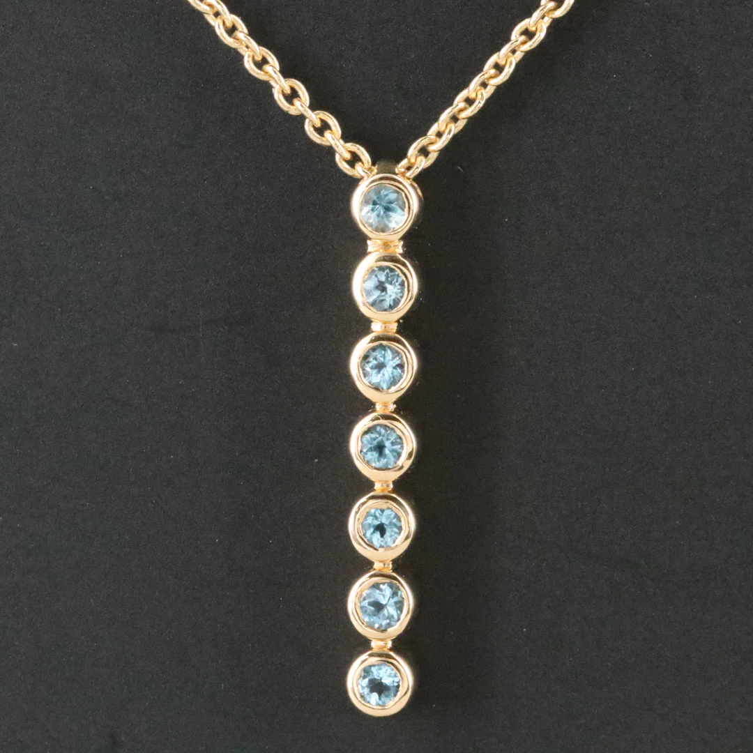 18K Blue Topaz Bezel Pendant Necklace