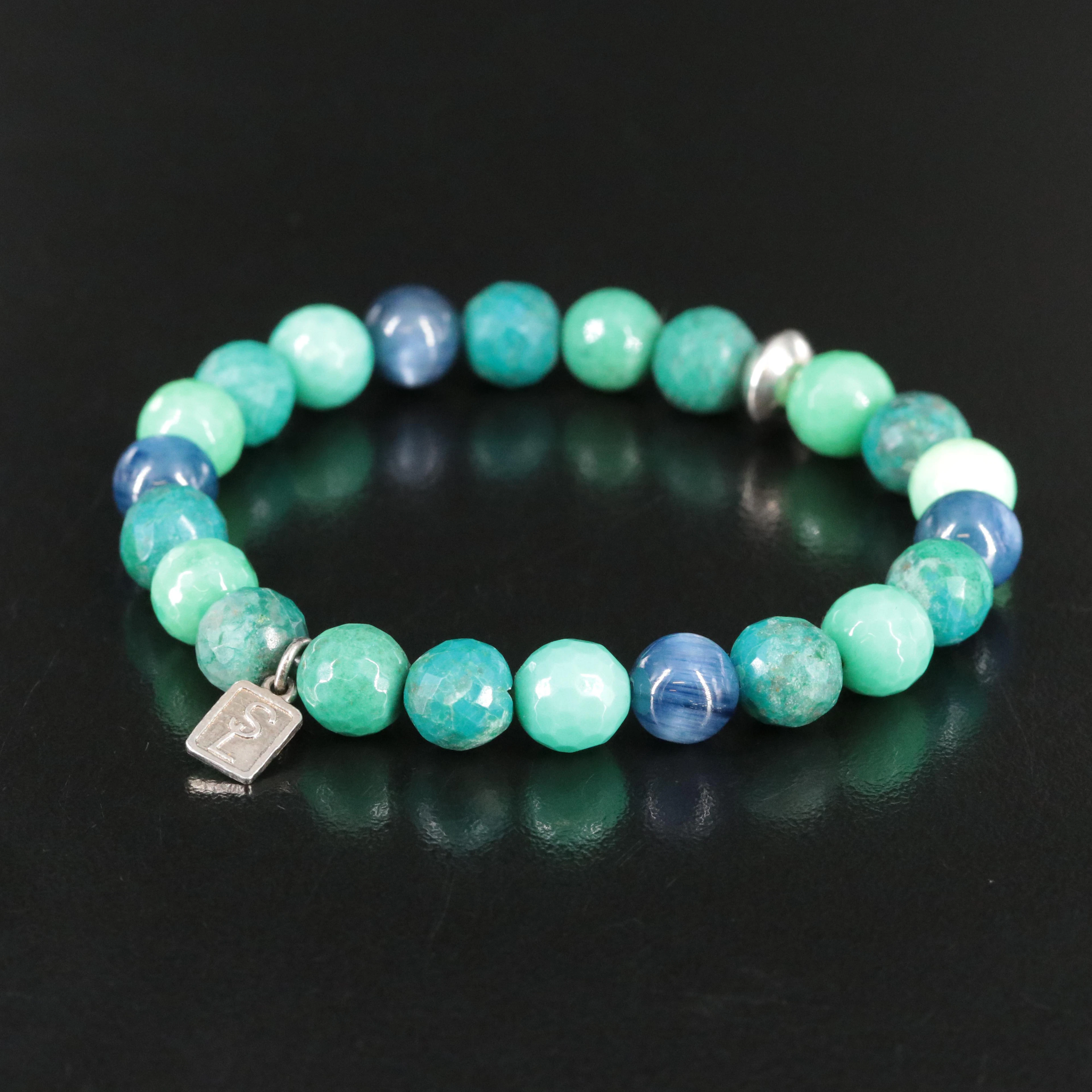 Sheryl Lowe Sterling Chrysoprase, Chrysocolla and Sapphire Bracelet