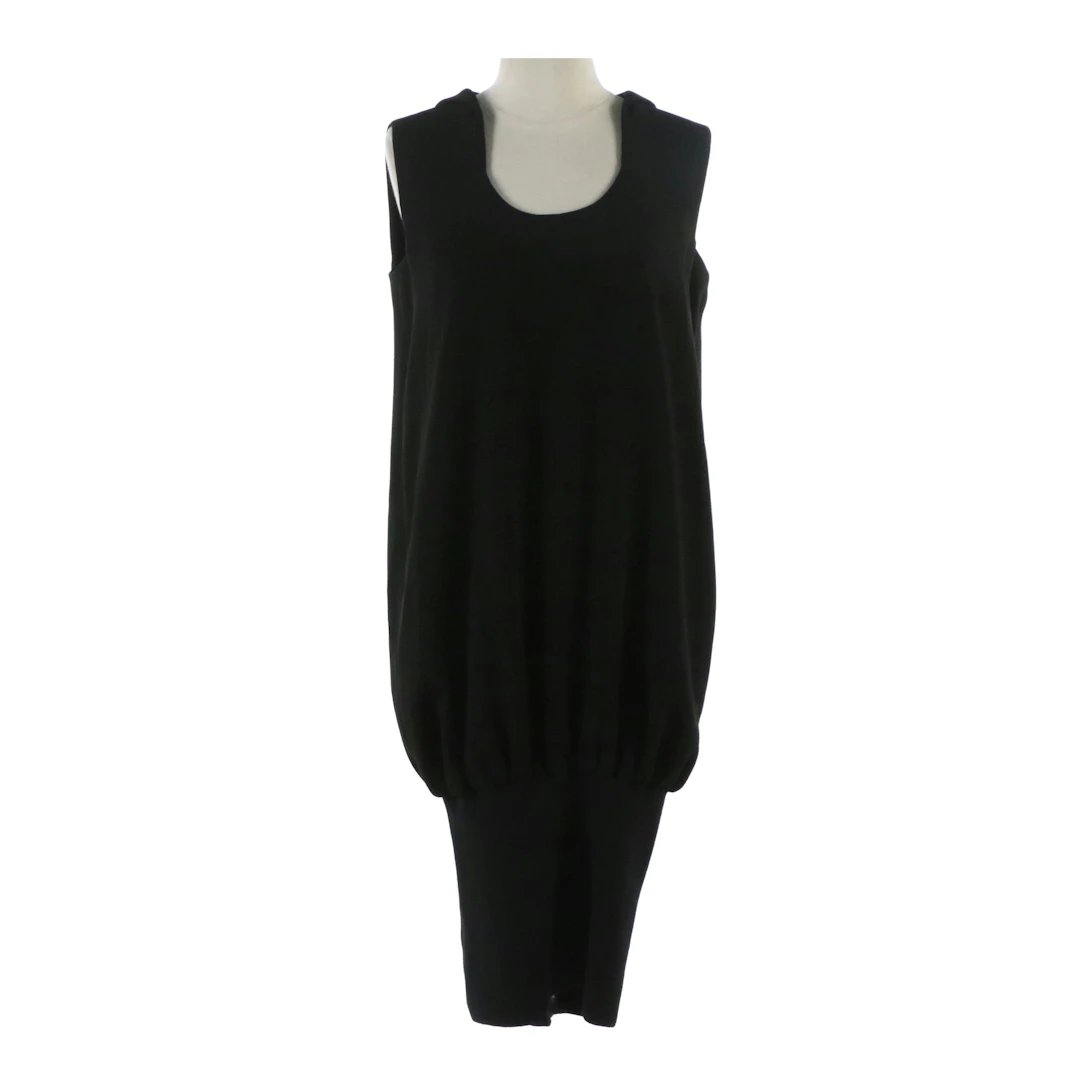 Jil Sander Black Sleeveless Dress with Scoop Neckline and Ribbed Knit Hemline