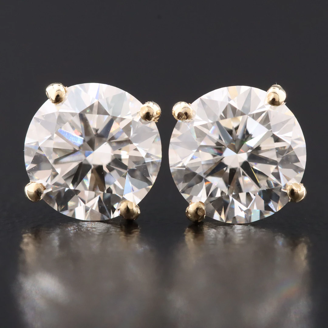 14K 2.94 CTW Lab Grown Diamond Solitaire Earrings with IGI Reports