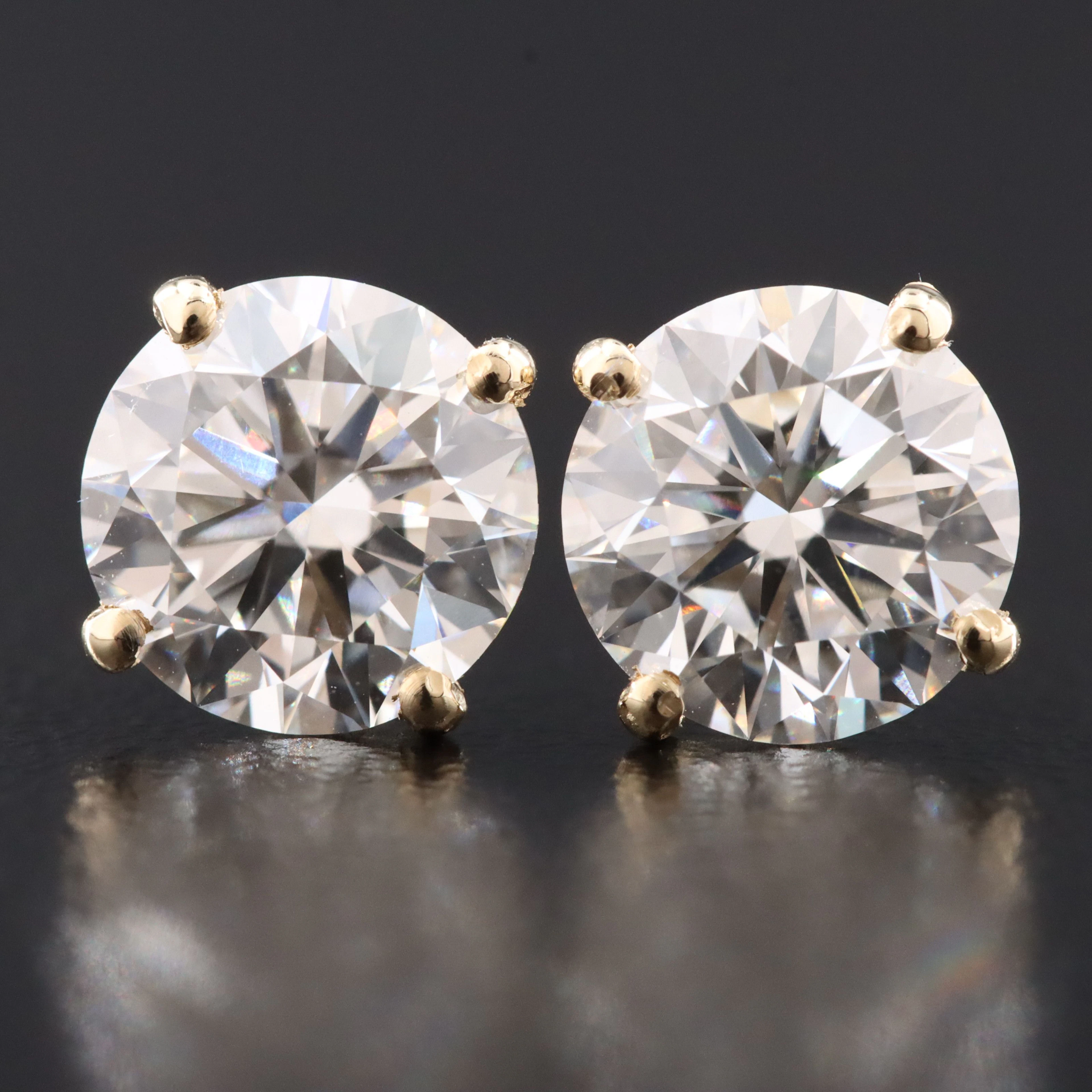 14K 2.94 CTW Lab Grown Diamond Solitaire Earrings with IGI Reports