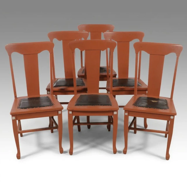 Set of Six Painted Art Deco Style Dining Chairs, Early to Mid-20th Century