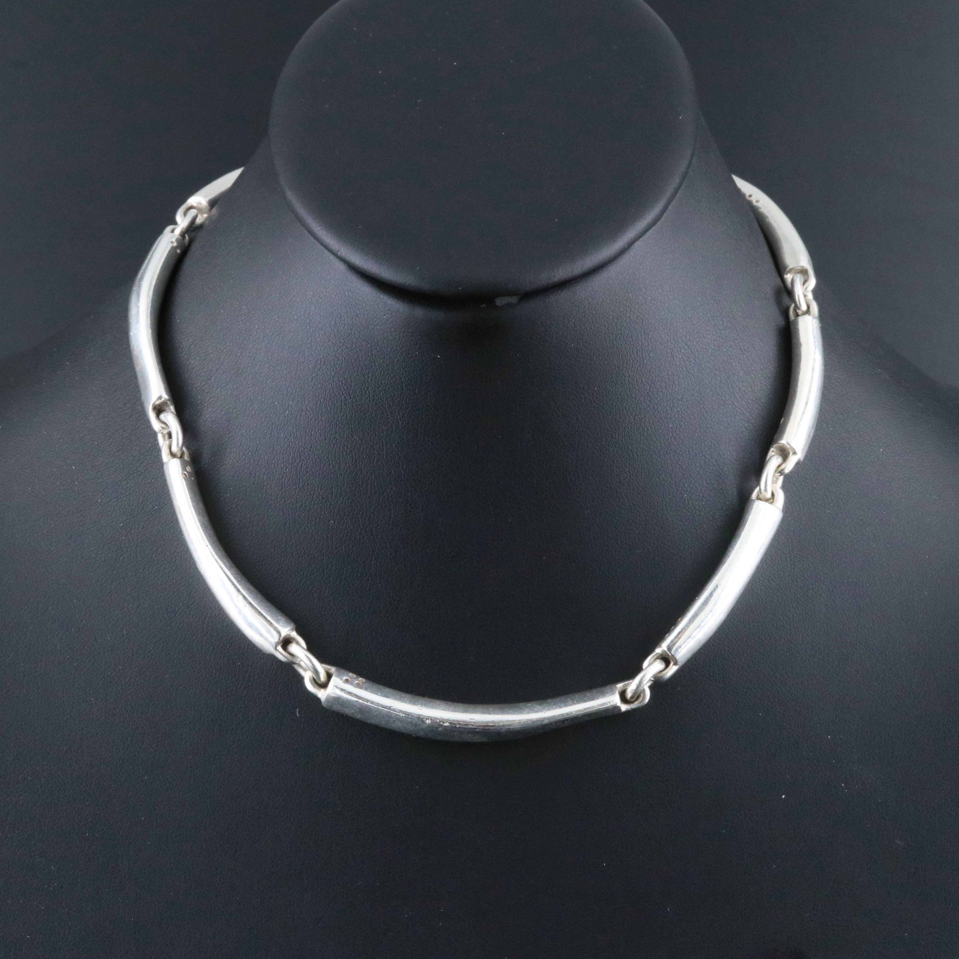 Robert Lee Morris Sterling Curved Bar Collar Necklace