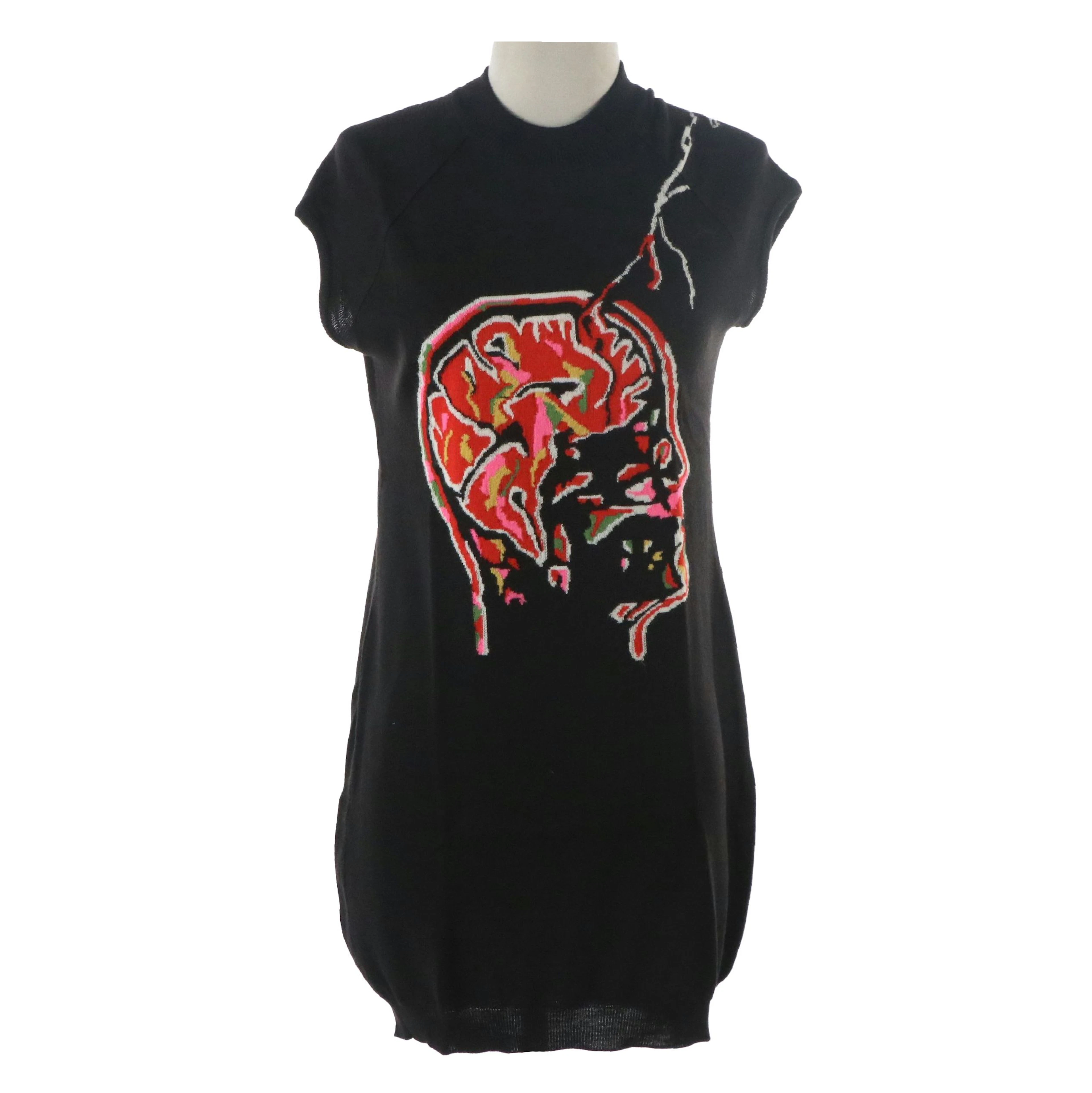 Christopher Kane Brain Scan Mini Dress in Black Wool Blend