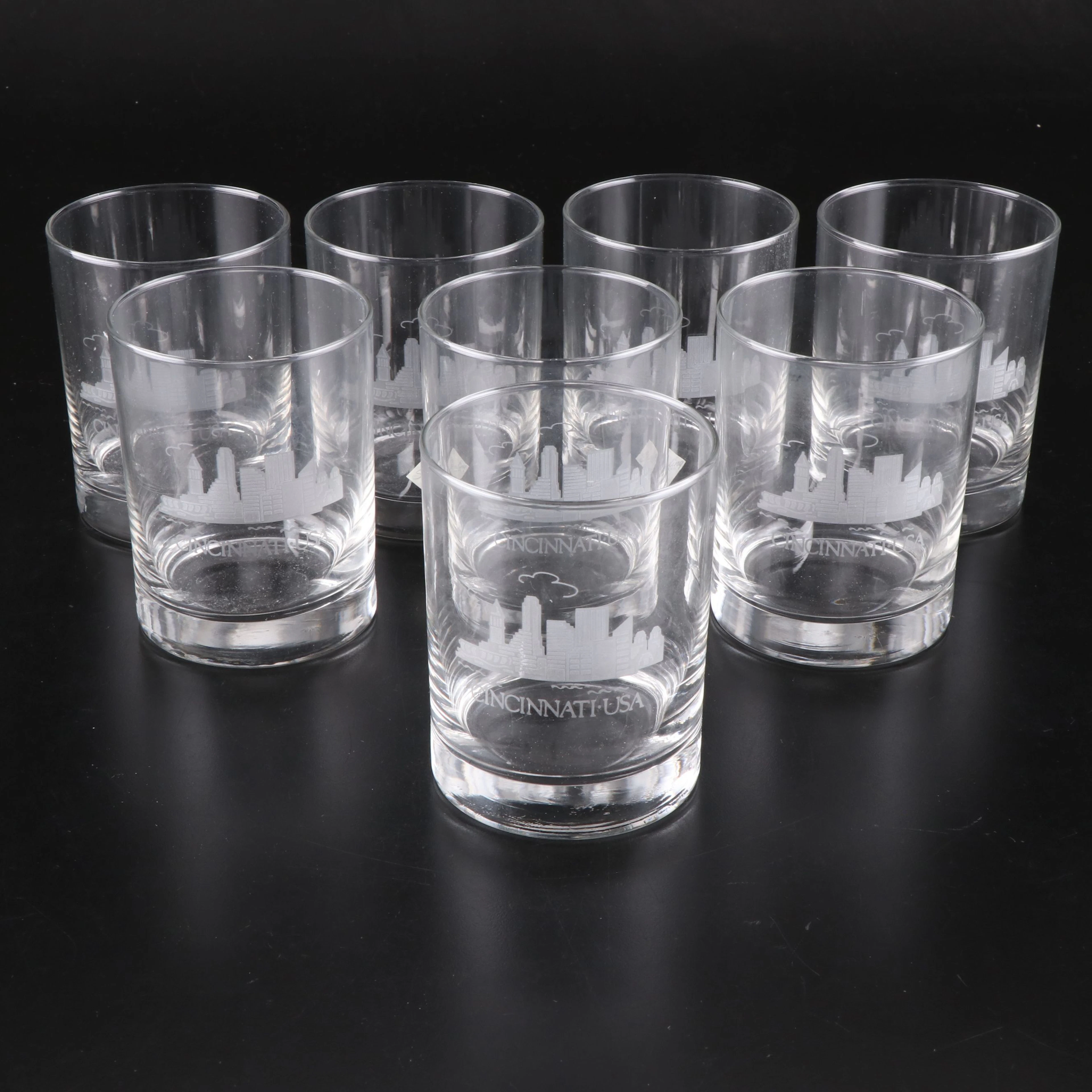 Sterling Cut Glass "Cincinnati, USA" Whiskey Tumblers