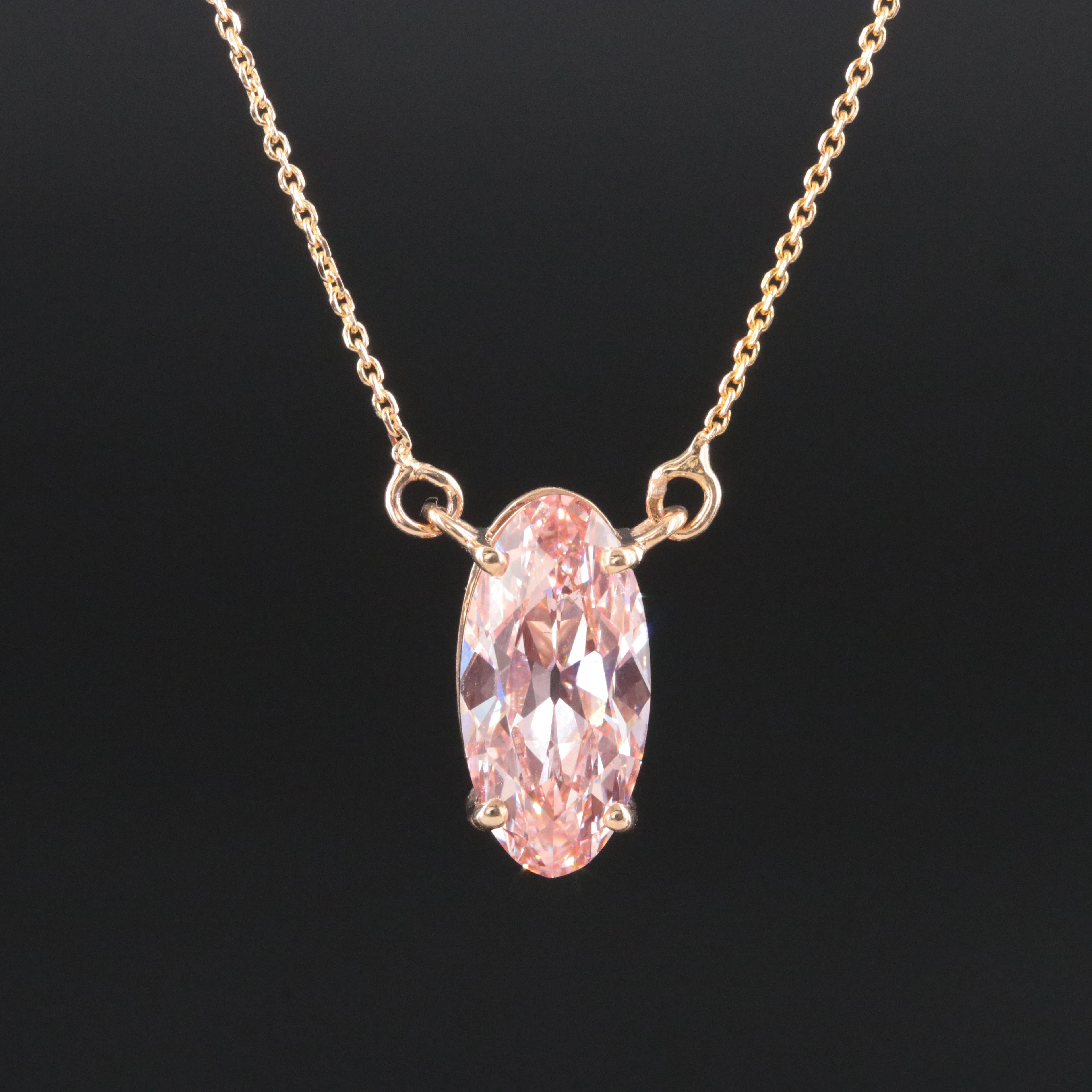 14K 2.50 CT Lab Grown Fancy Vivid Pink Diamond Necklace with IGI Report