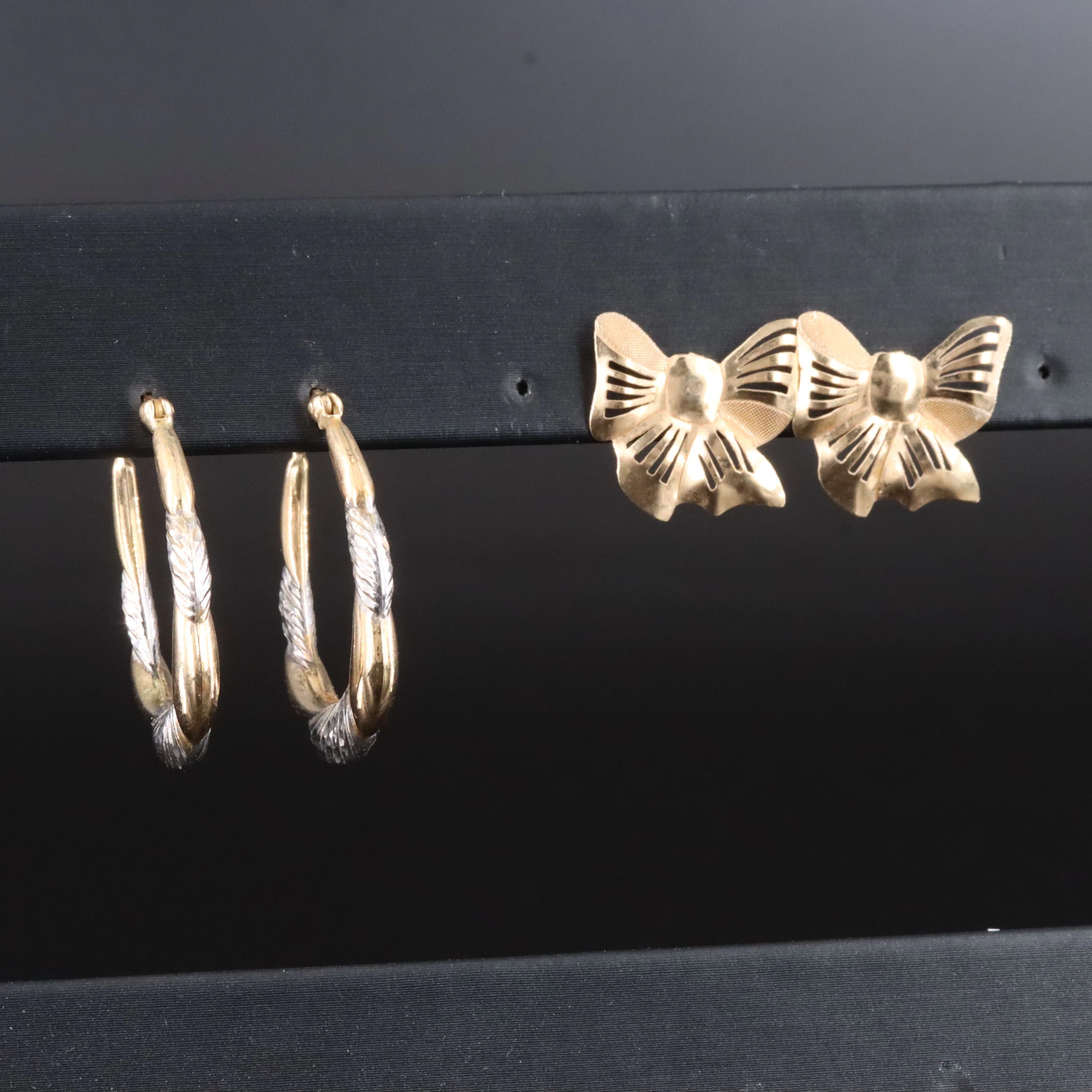 14K Bow and Hoop Earrings