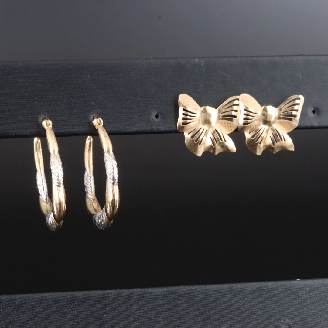 14K Bow and Hoop Earrings