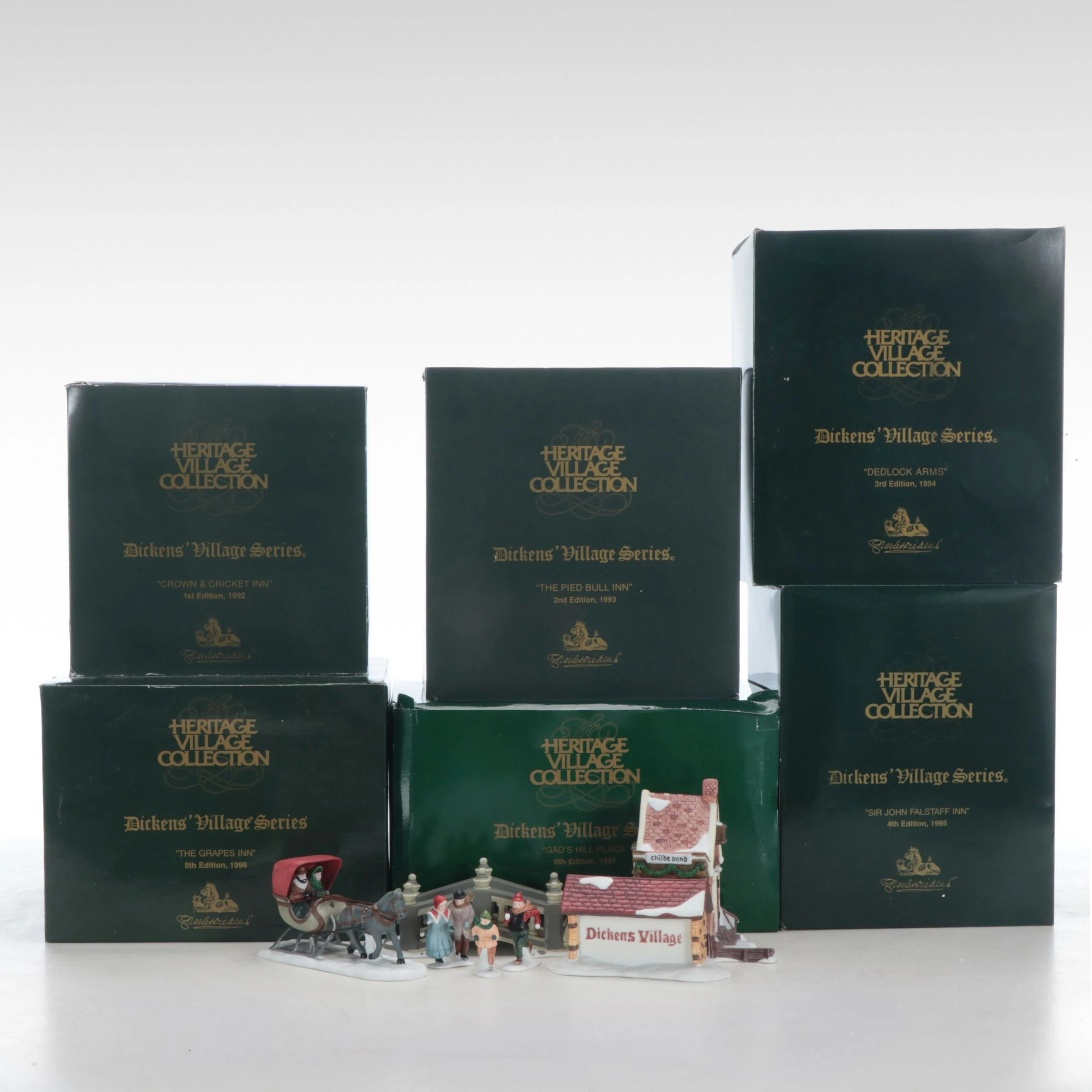 Dept. 56 Christmas Village Sets Including "Sir John Falstaff Inn" and More
