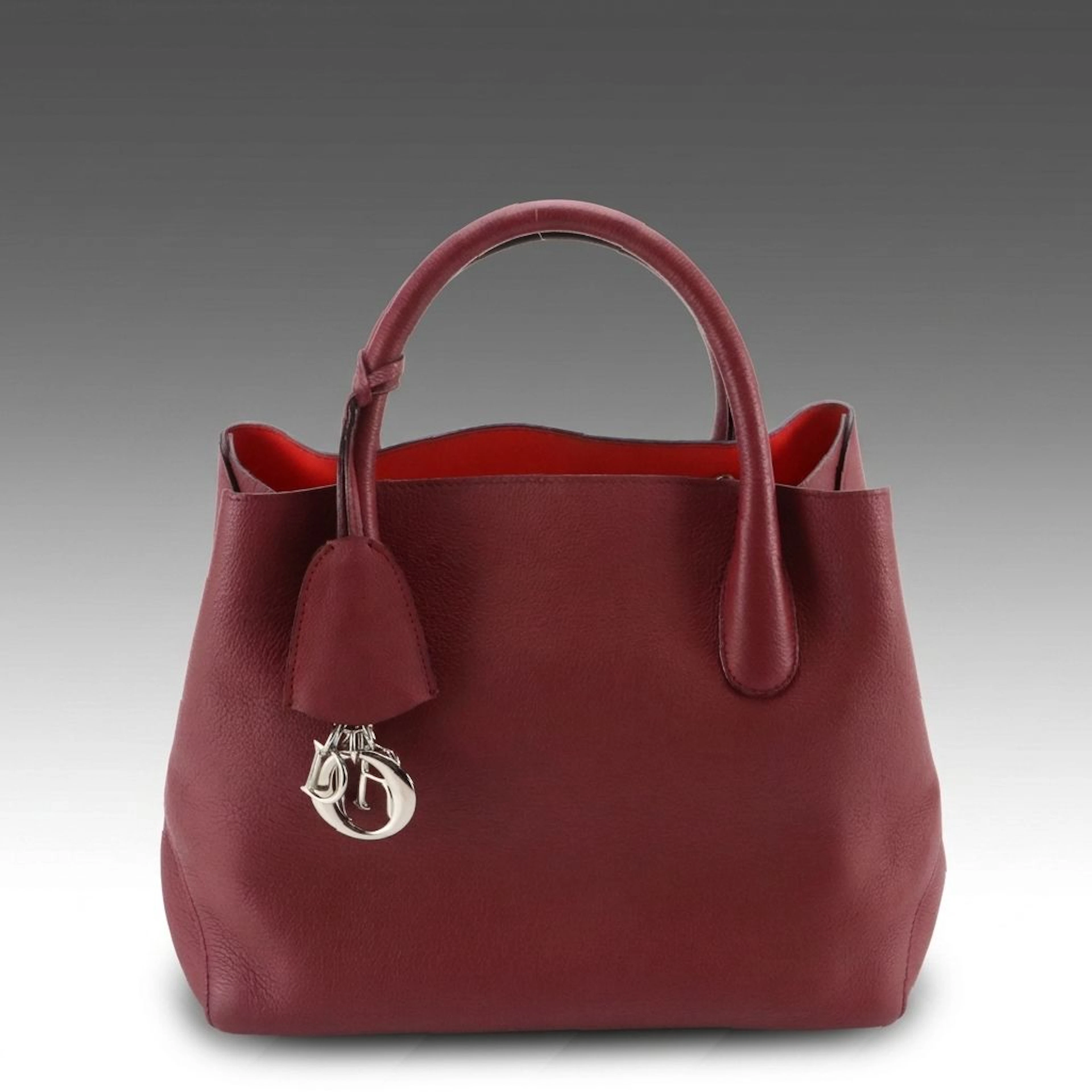 Christian Dior Open Bar Two-Way Bag in Burgundy Leather