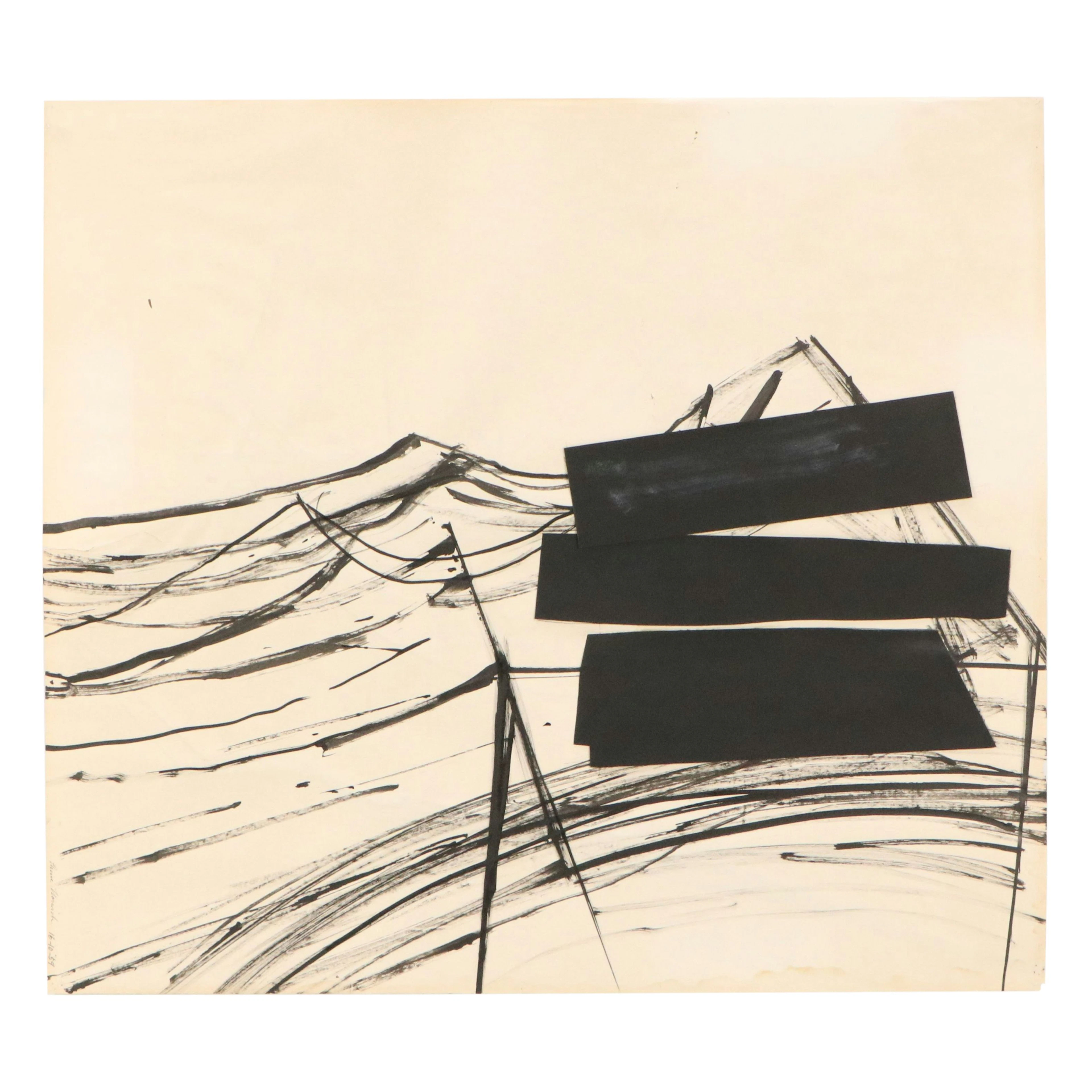 Anne Norwich Mixed Media Composition "The Wave III," 1959