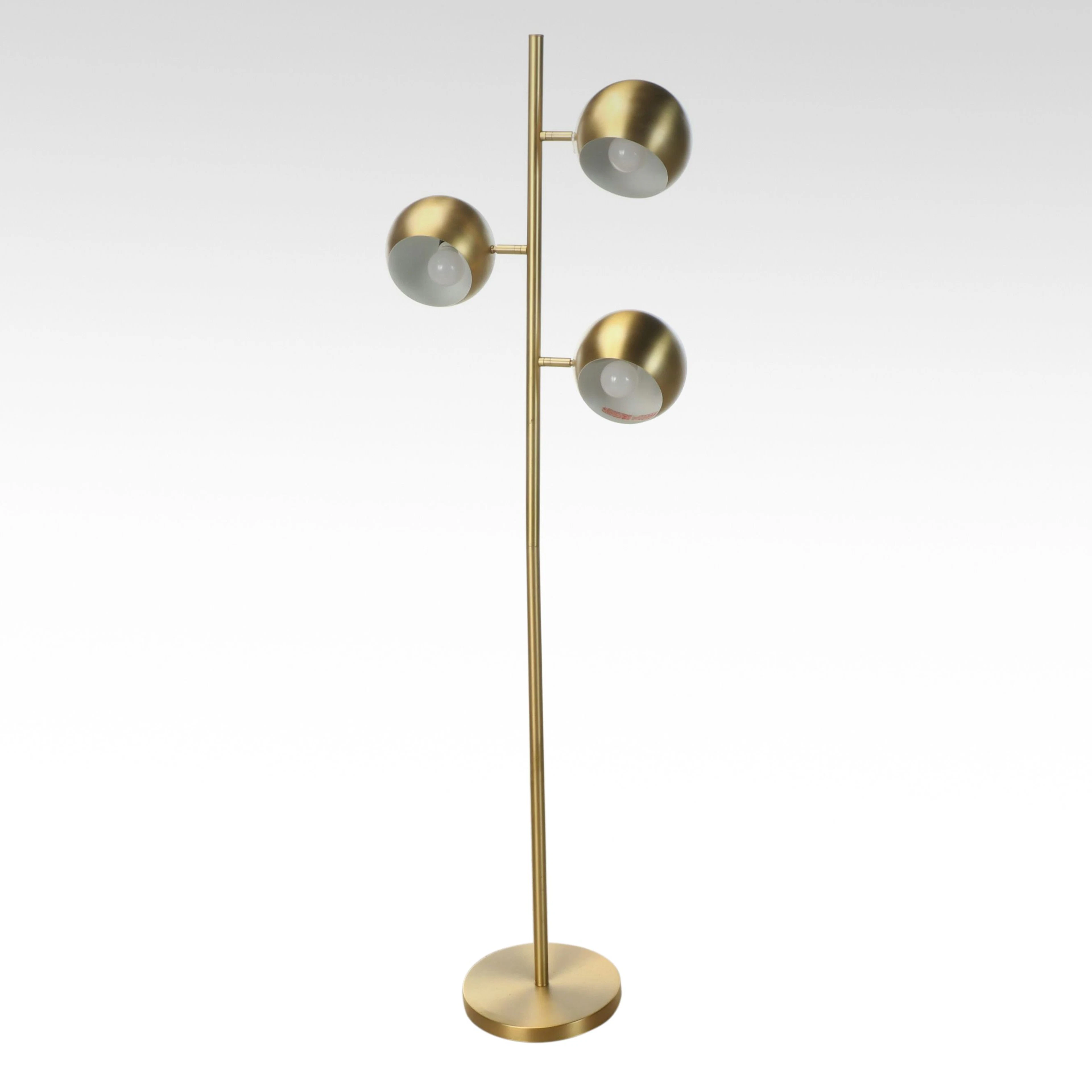 Mid Century Modern Eyeball Style Satin Brass Floor Lamp, 21st Century