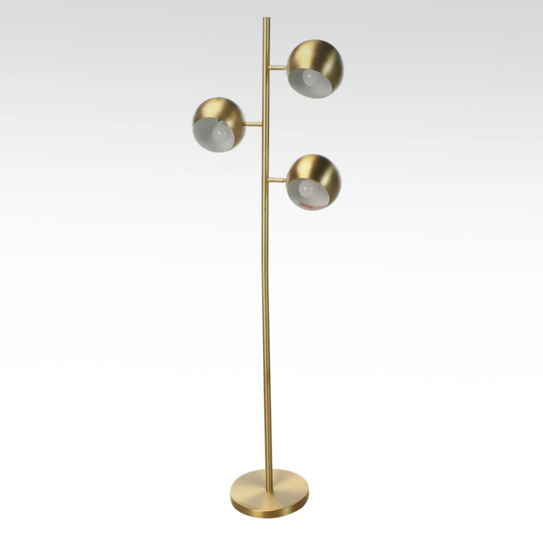 Mid Century Modern Eyeball Style Satin Brass Floor Lamp, 21st Century