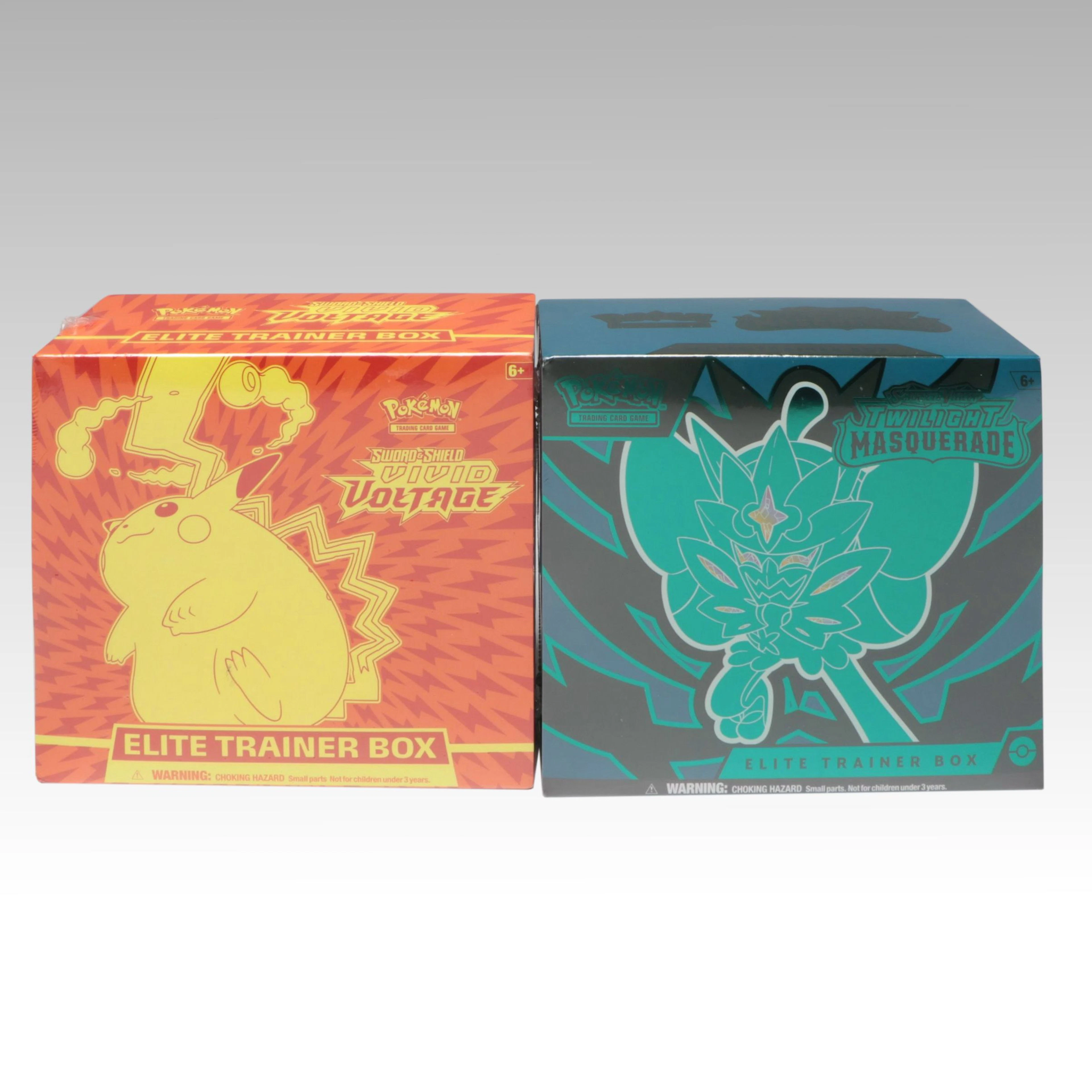 Sealed Vivid Voltage and Twilight Masquerade Pokémon Card Elite Trainer Boxes