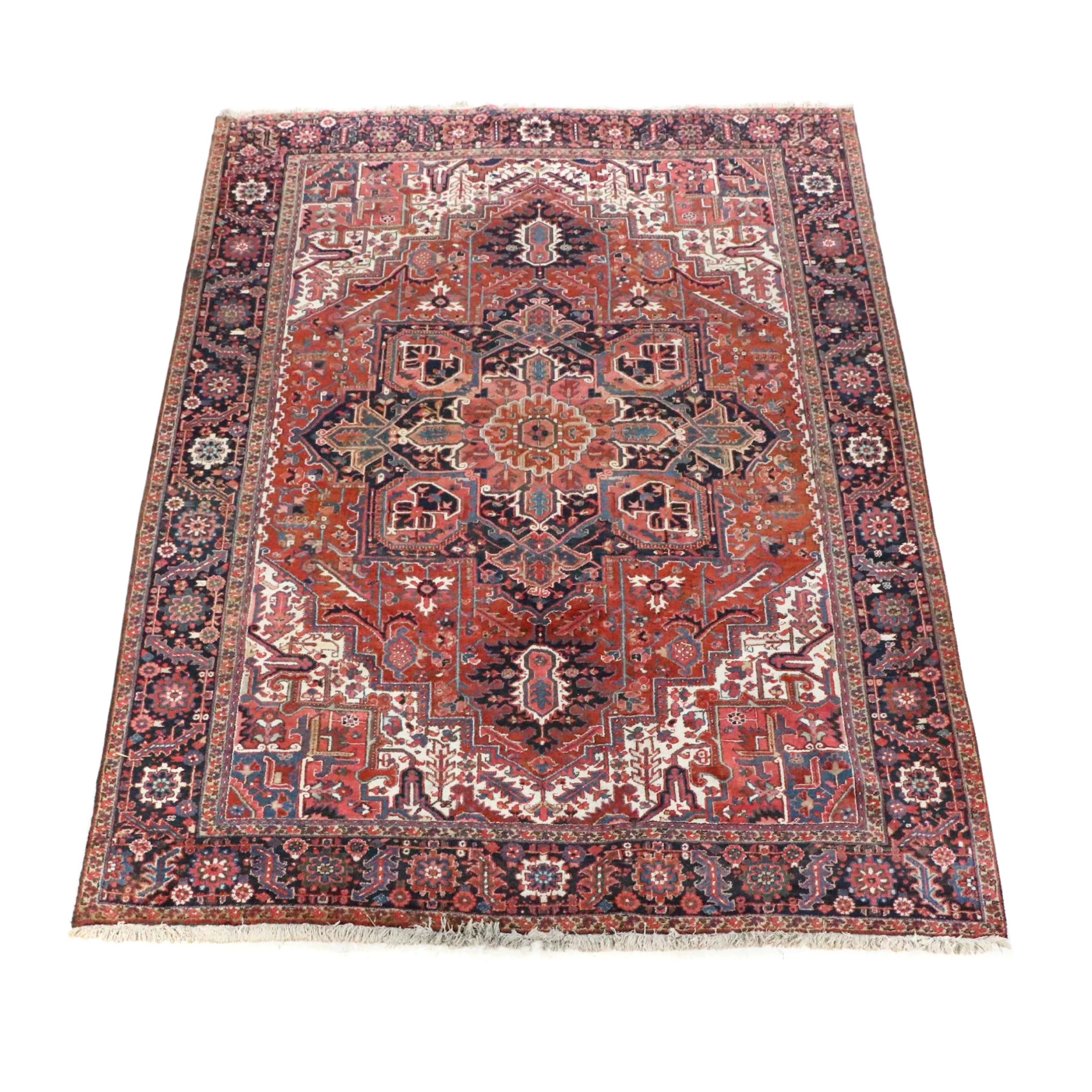 9'8 x 13'3 Hand-Knotted Persian Heriz Room Sized Rug