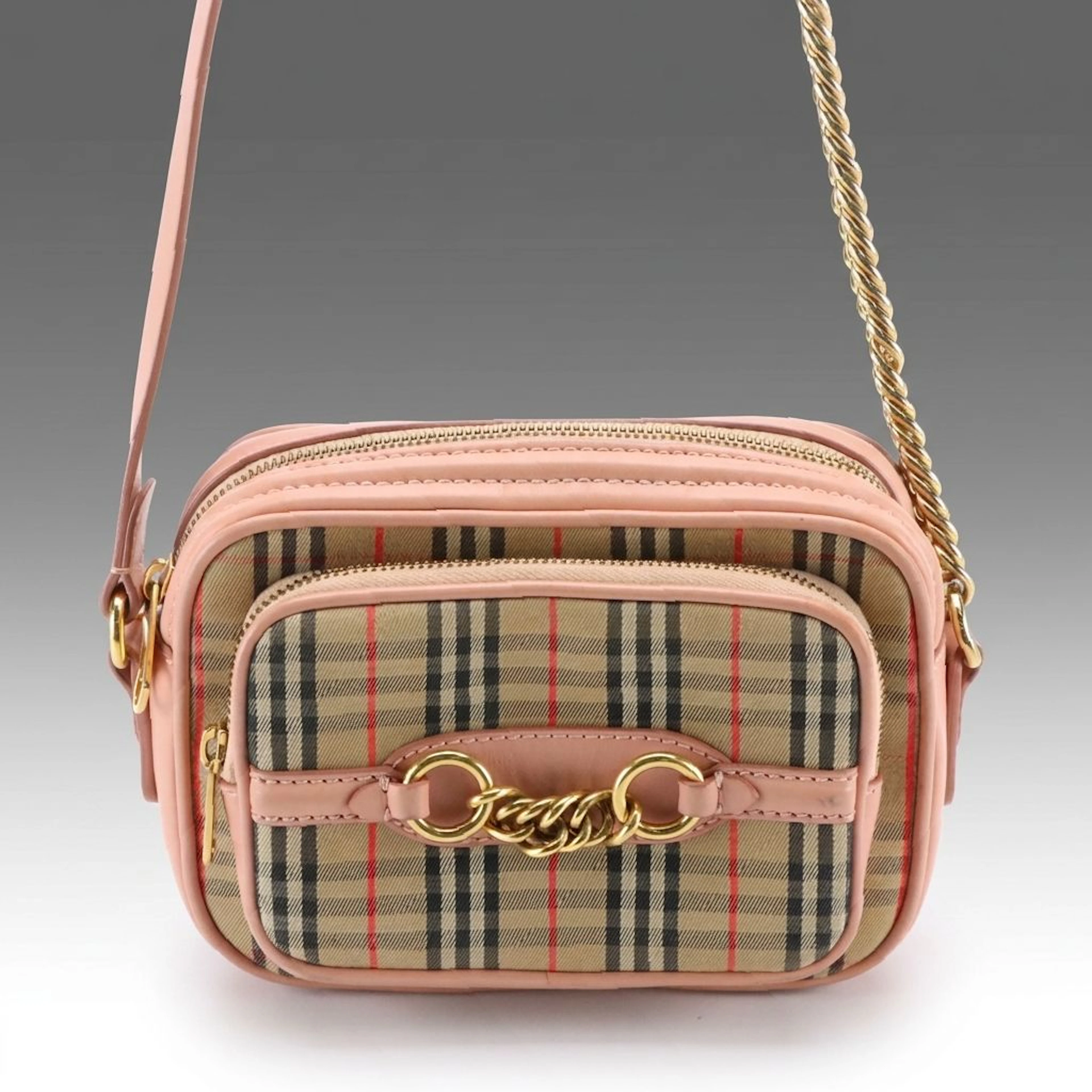 Burberry 1983 Check Link Camera Bag in Haymarket Canvas and Leather