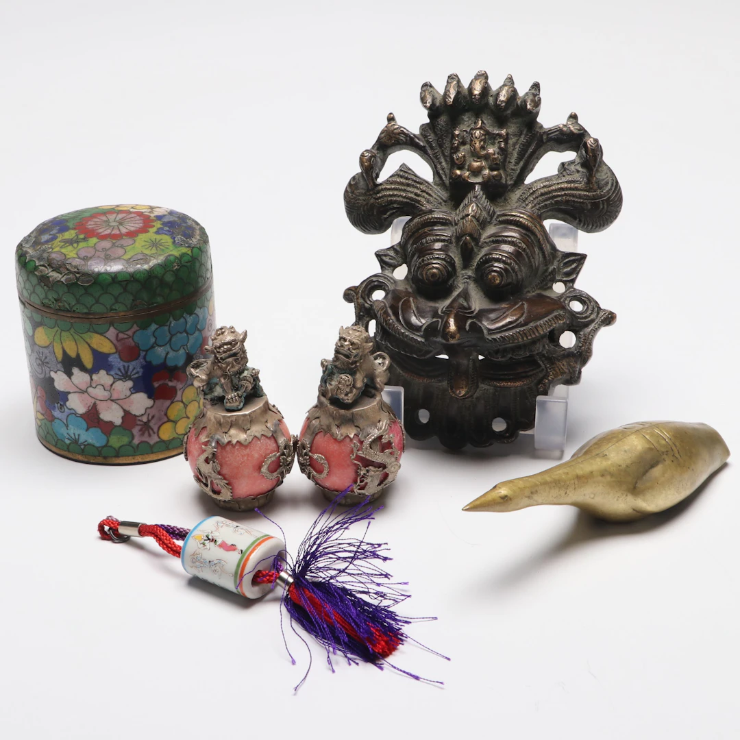 Indian Panchanaga Kirtimukha Wall Hanging, Guardian Lion Figures and More