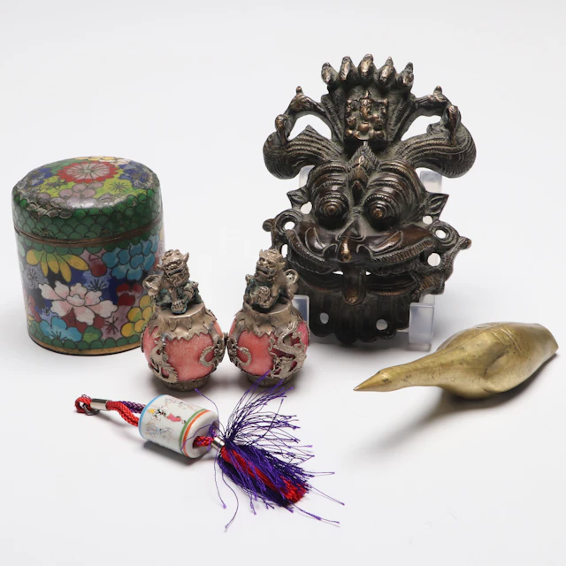 Indian Panchanaga Kirtimukha Wall Hanging, Guardian Lion Figures and More
