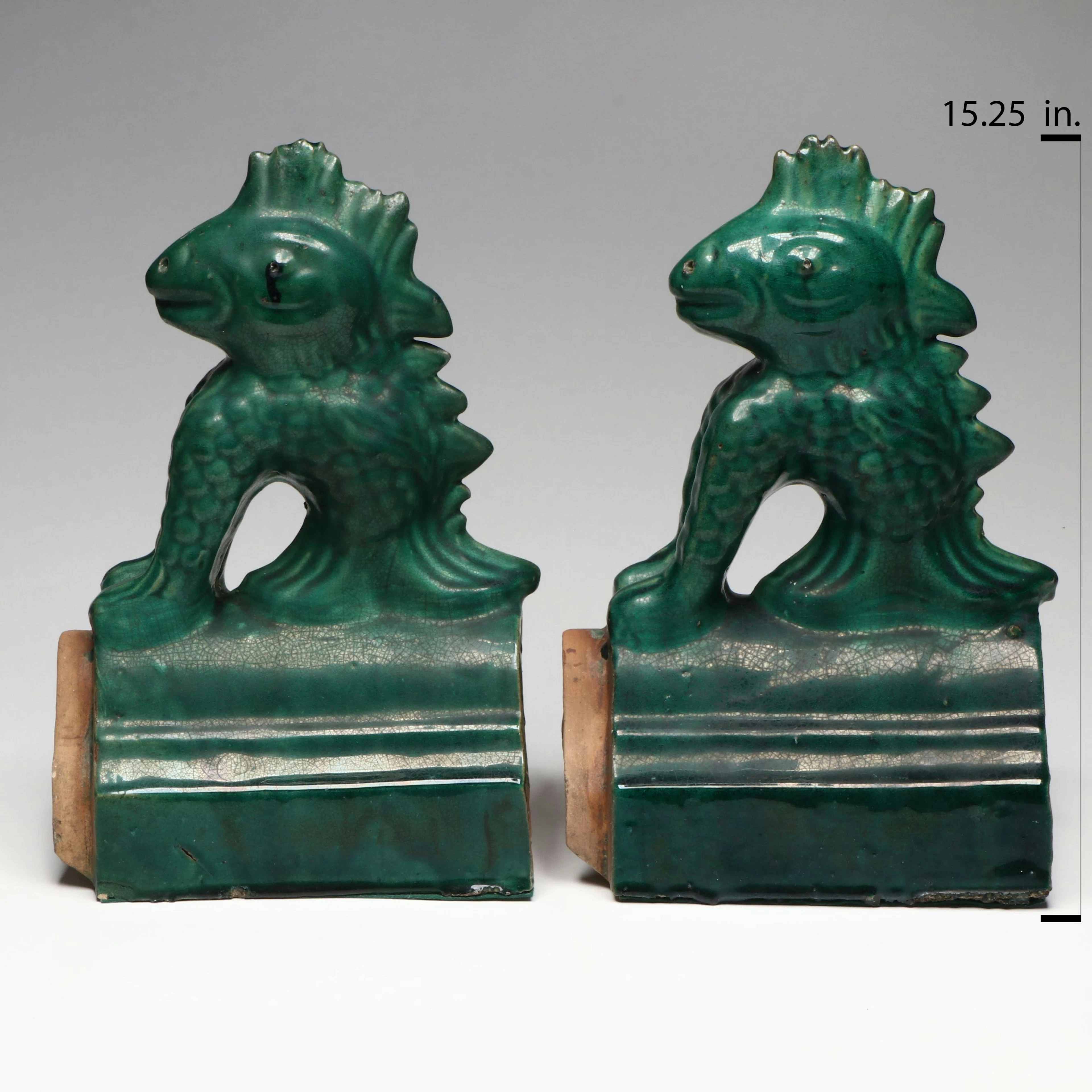 Chinese Ceramic Stylized Fish Roof Tiles