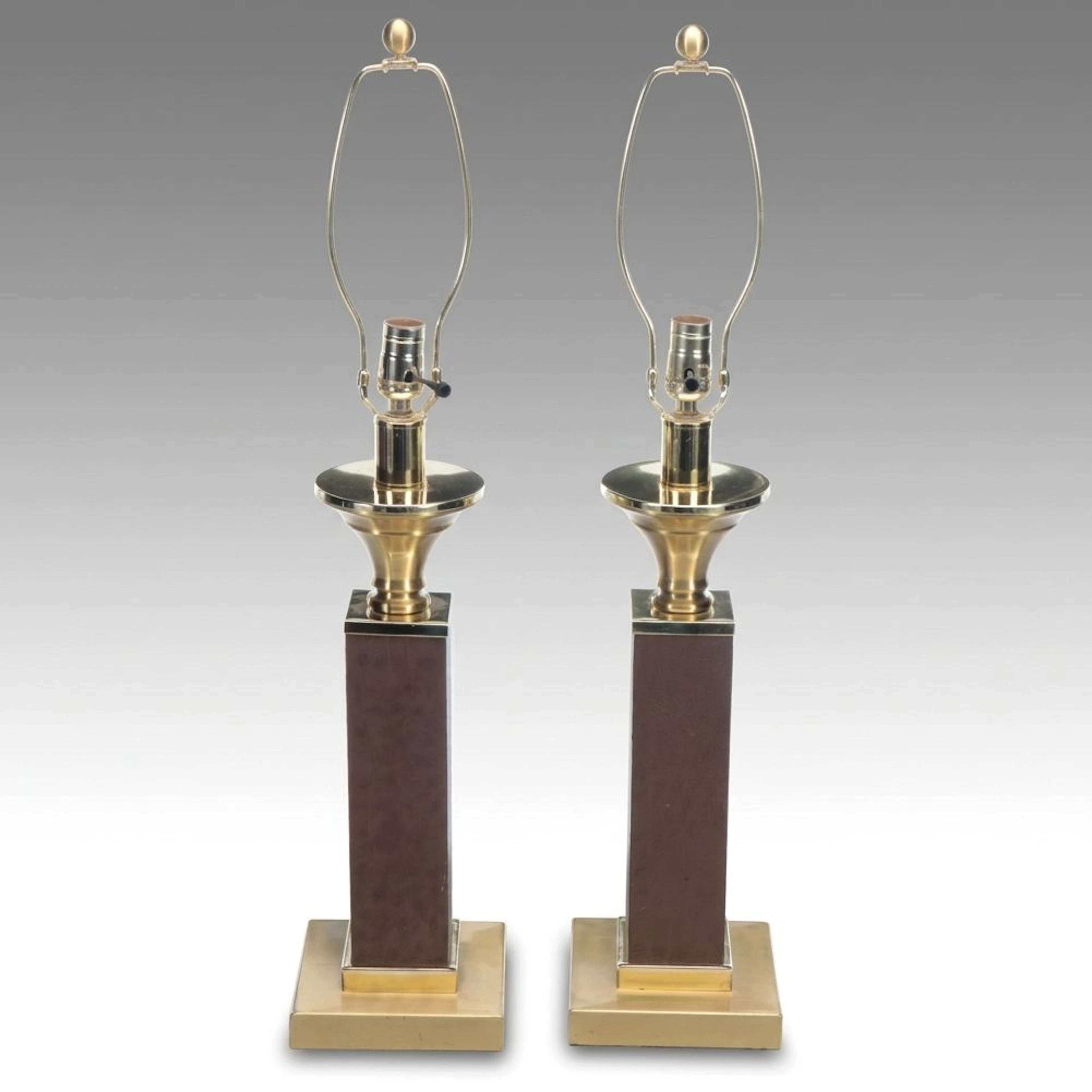 Hollywood Regency Style Brass Table Lamps, Late 20th Century