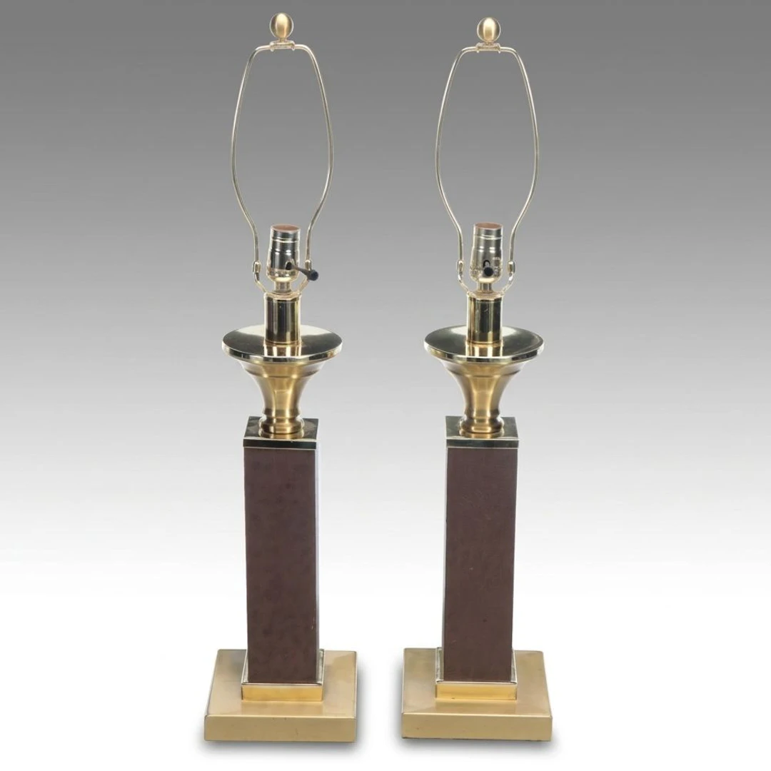 Hollywood Regency Style Brass Table Lamps, Late 20th Century