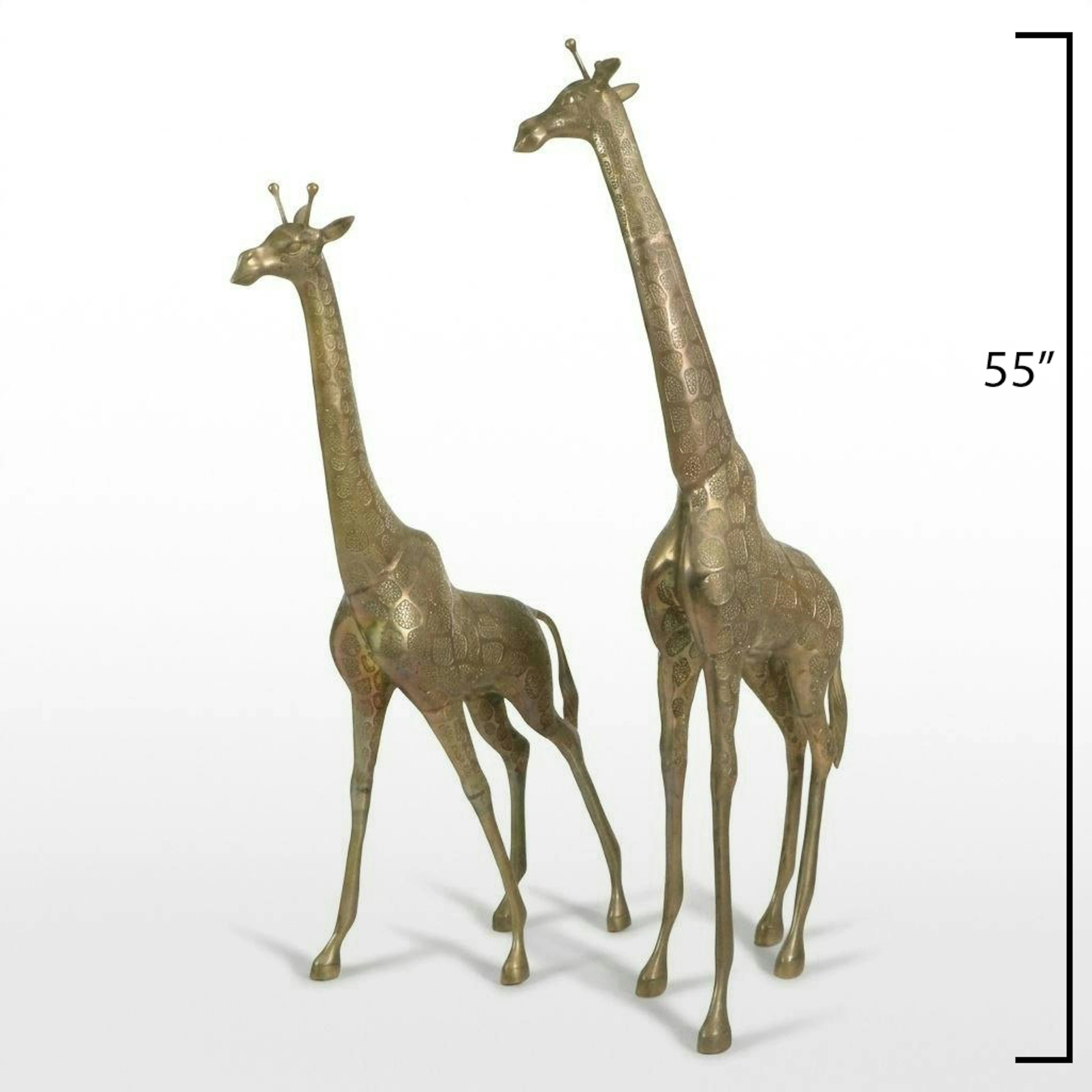 Hollywood Regency Style Brass Finished Floor Giraffes, Mid-20th Century