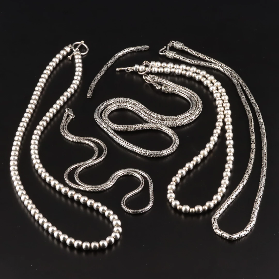 Sterling Byzantine, Bead and Foxtail Necklaces
