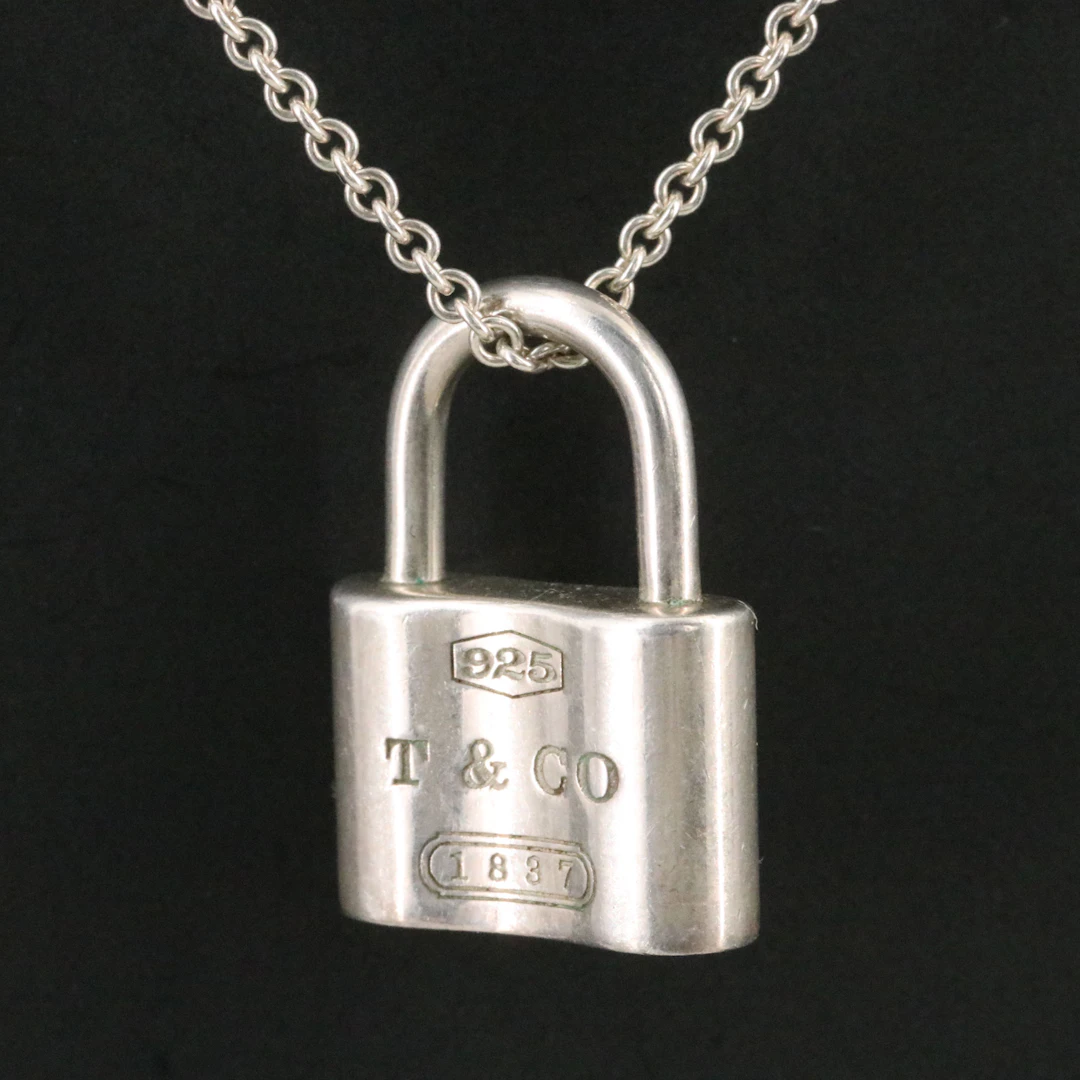 Tiffany & Co. 1837 Sterling Lock Pendant Necklace